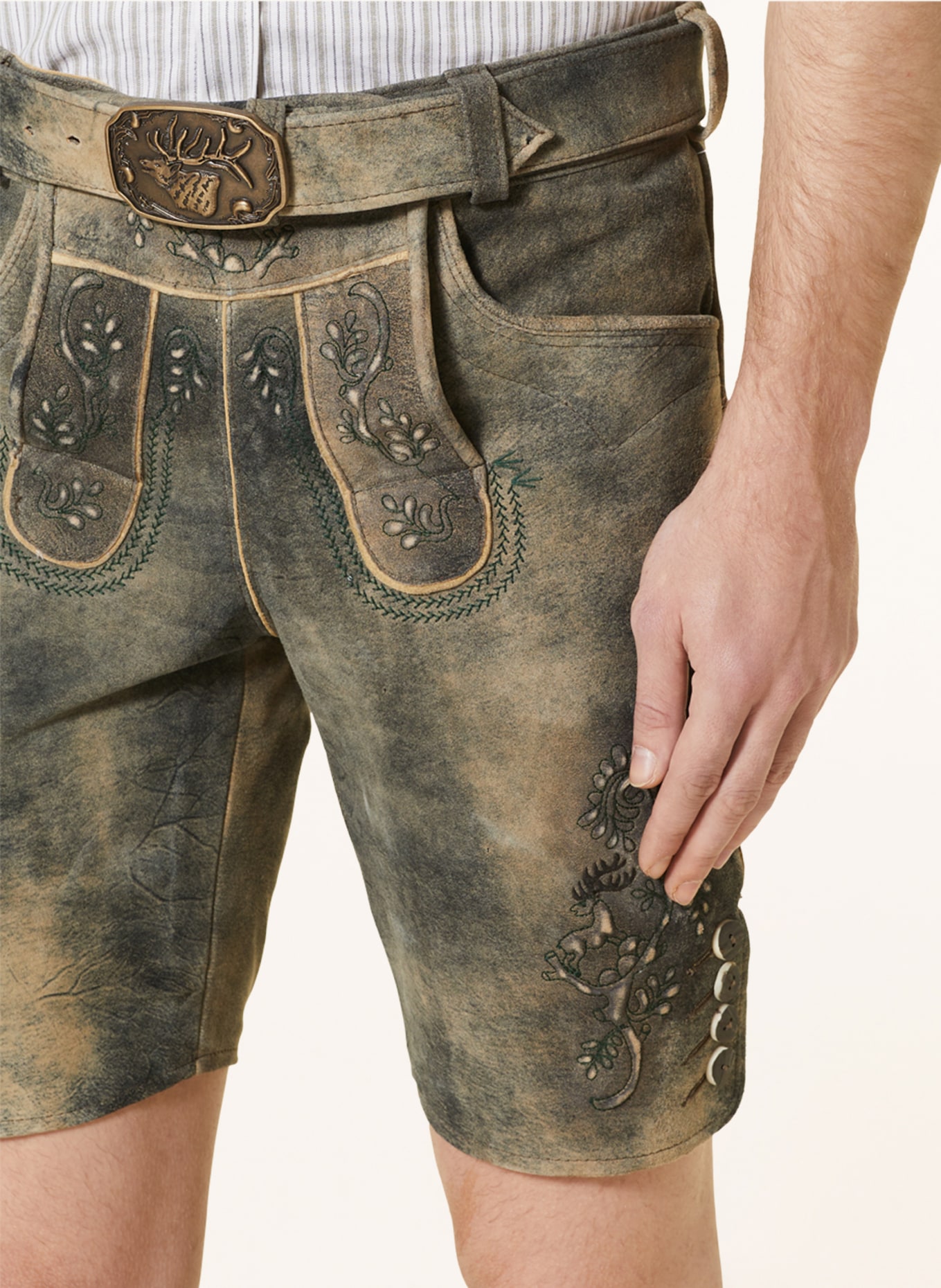 Spieth & Wensky Spodnie skórzane w stylu ludowym AUGUSTUS, Kolor: BRĄZOWY (Obrazek 5)