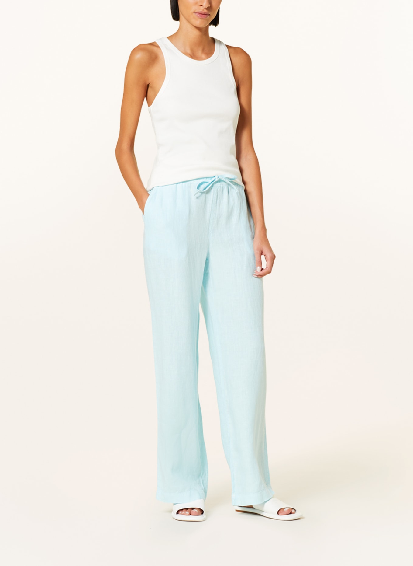 Juvia Wide leg trousers CIARA made of linen, Color: TURQUOISE (Image 2)