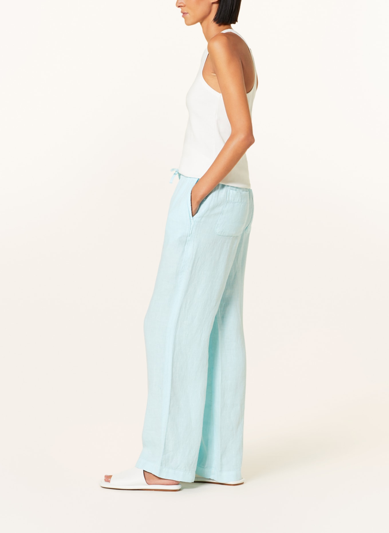 Juvia Wide leg trousers CIARA made of linen, Color: TURQUOISE (Image 4)