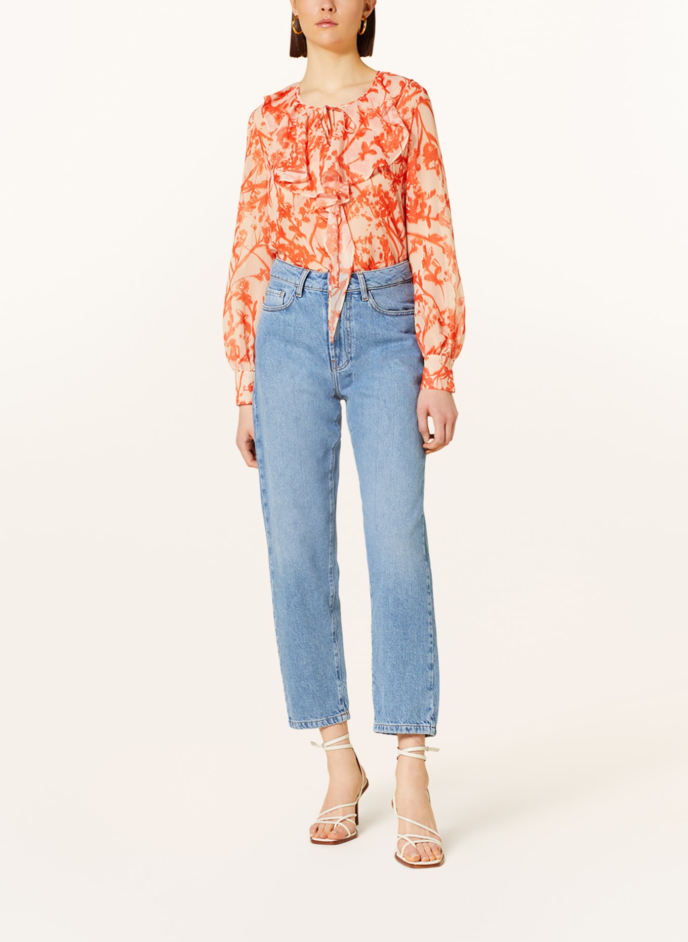 ELENA MIRO Shirt blouse with frills, Color: LIGHT ORANGE/ ORANGE (Image 2)