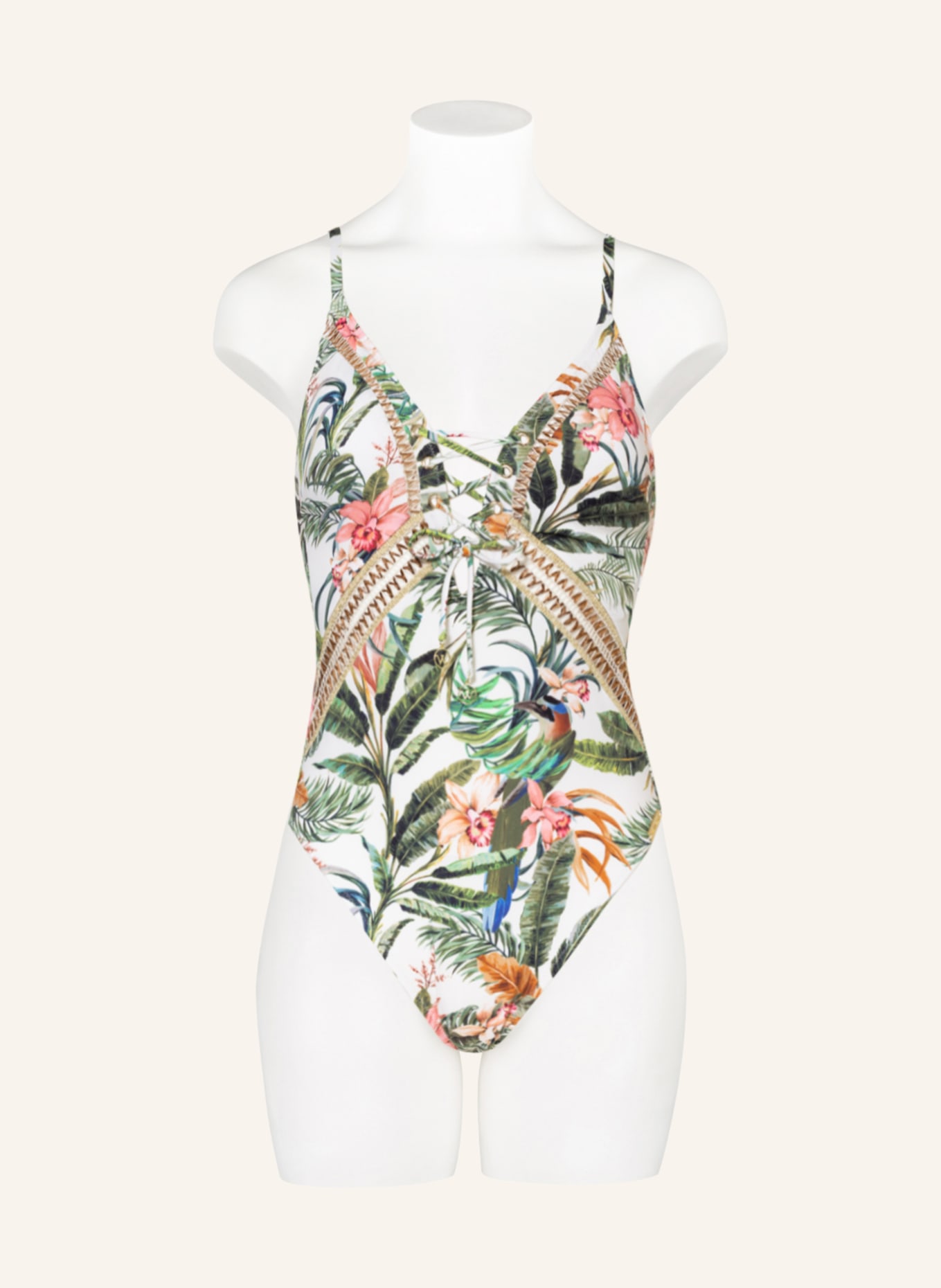 watercult Swimsuit EXOTIC DIVE , Color: WHITE/ GREEN/ LIGHT RED (Image 2)