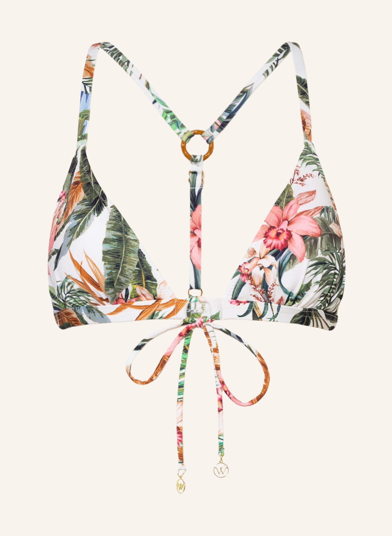 watercult Triangle bikini top EXOTIC DIVE , Color: WHITE/ GREEN/ LIGHT RED (Image 1)