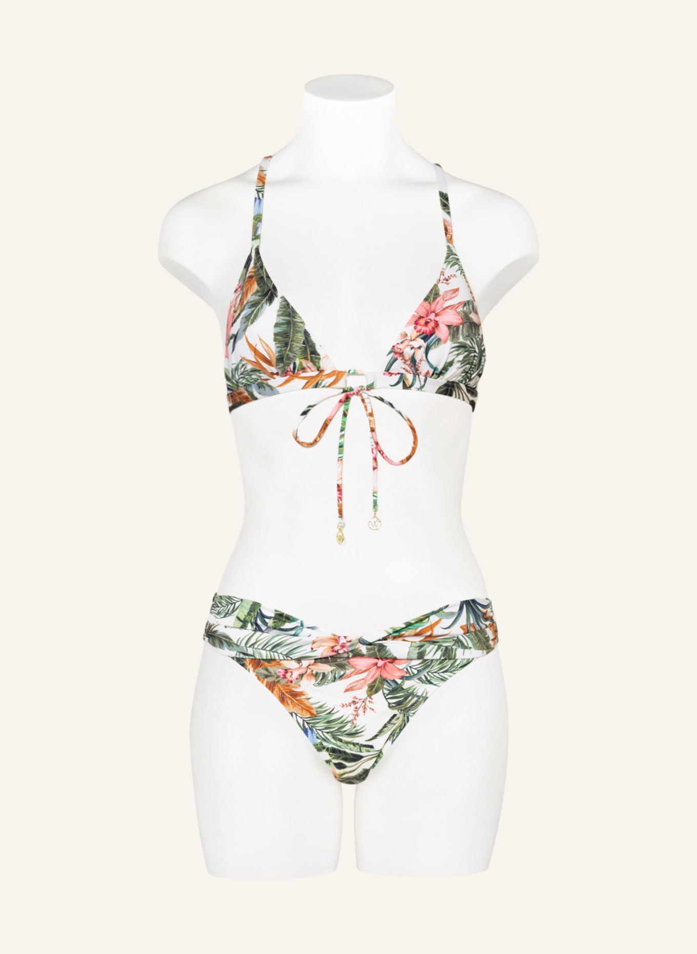 watercult Triangle bikini top EXOTIC DIVE , Color: WHITE/ GREEN/ LIGHT RED (Image 2)