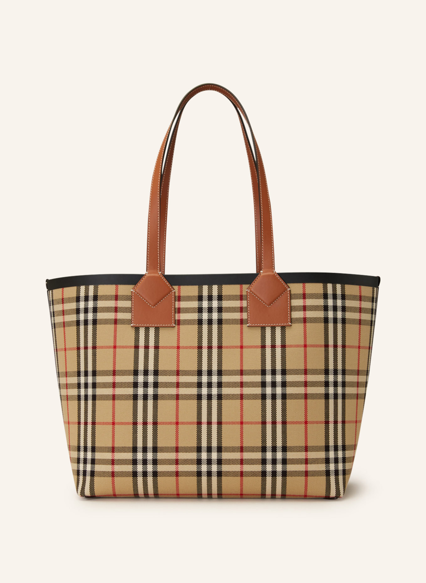 BURBERRY Shopper LONDON with pouch, Color: BEIGE/ BLACK/ RED (Image 1)