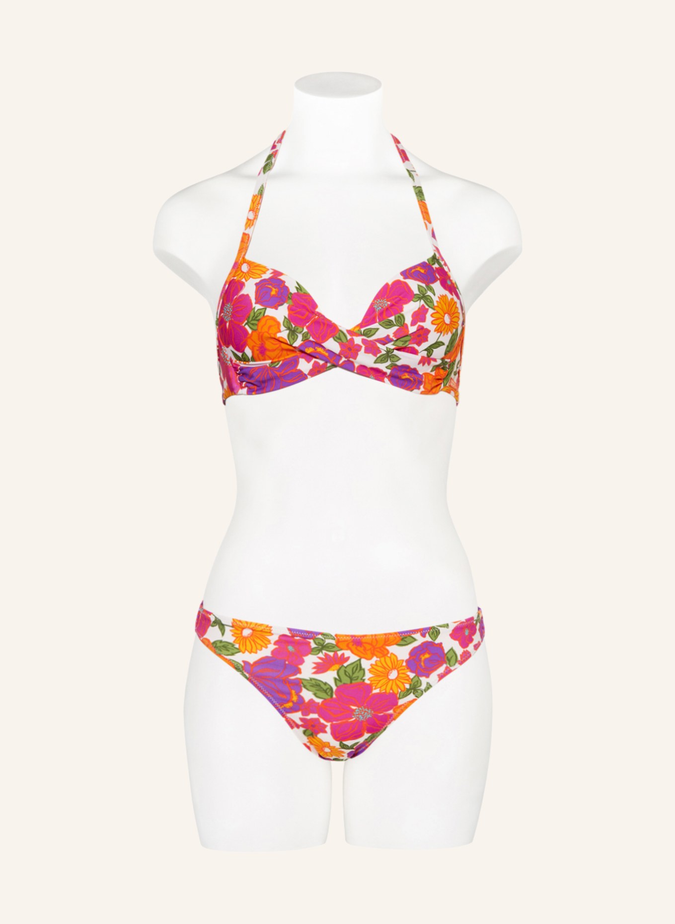 BANANA MOON Triangle bikini top AUSTINS EYRO in wrap look, Color: ECRU/ PURPLE (Image 2)