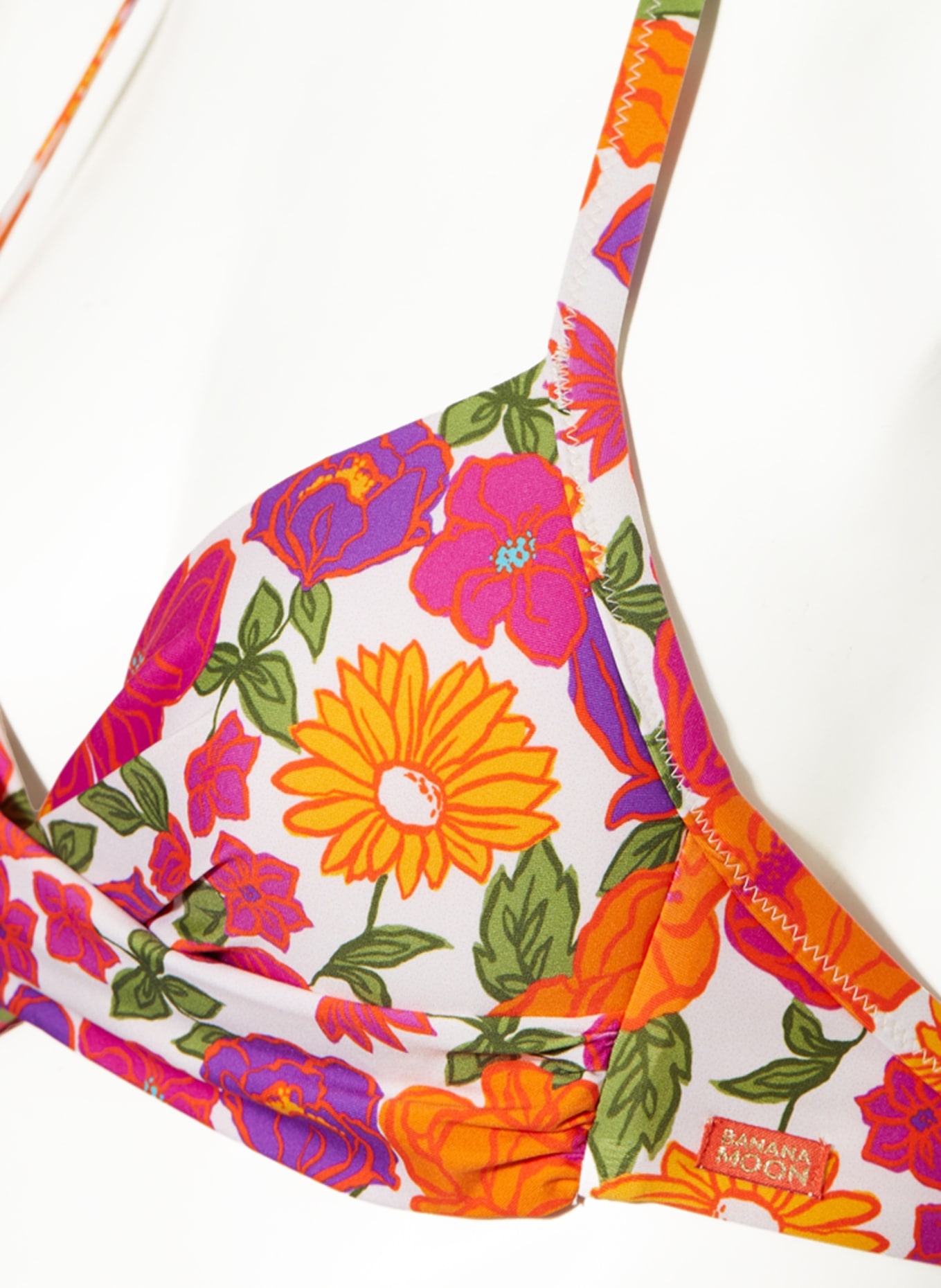 BANANA MOON Triangle bikini top AUSTINS EYRO in wrap look, Color: ECRU/ PURPLE (Image 4)