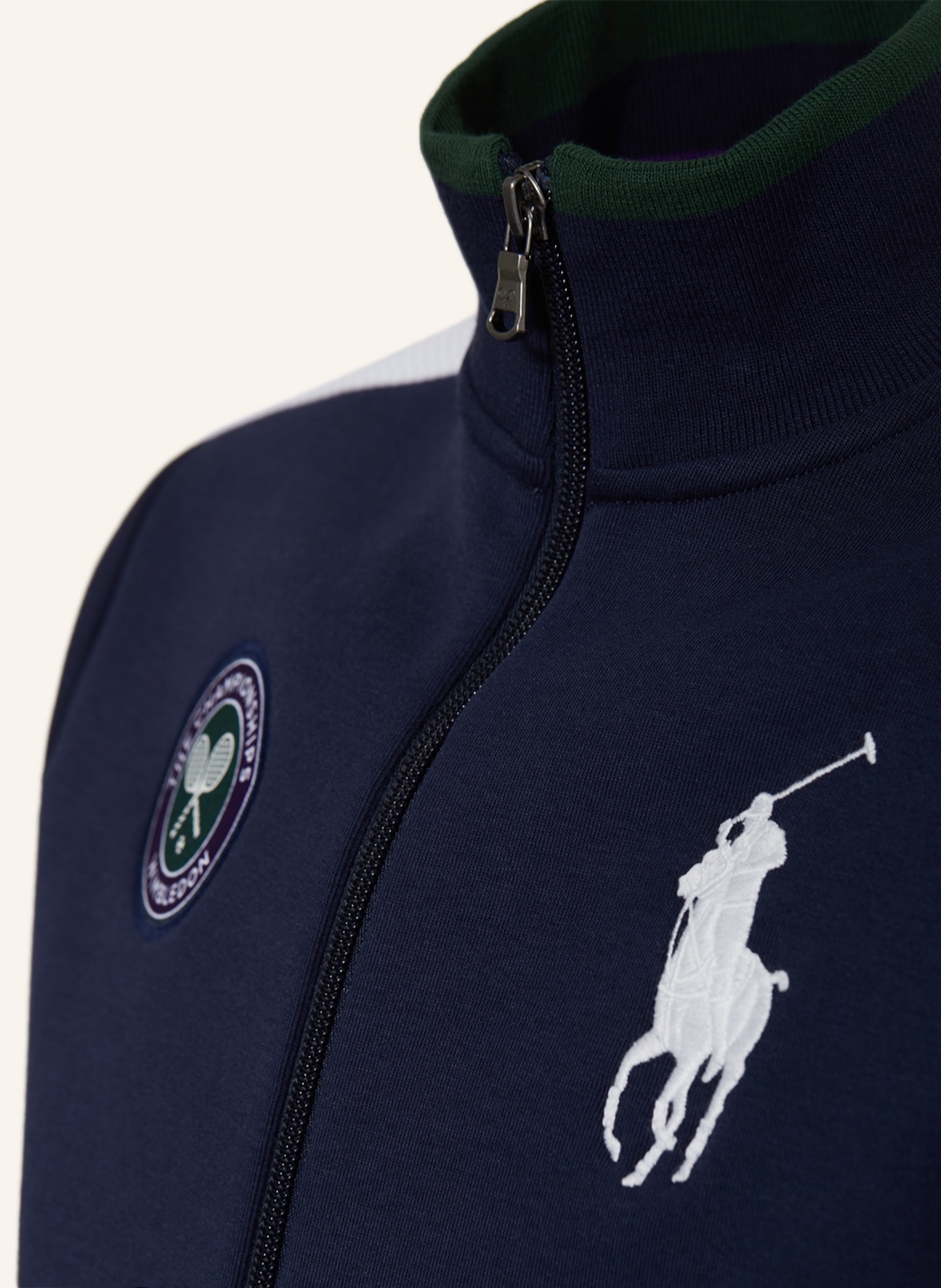POLO RALPH LAUREN Sweatjacke WIMBLEDON mit Galonstreifen: DUNKELBLAU