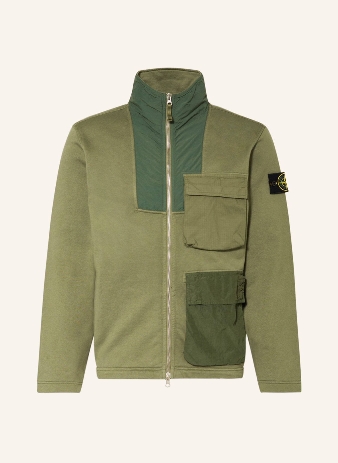 STONE ISLAND Sweat jacket in mixed materials, Color: GREEN (Image 1)