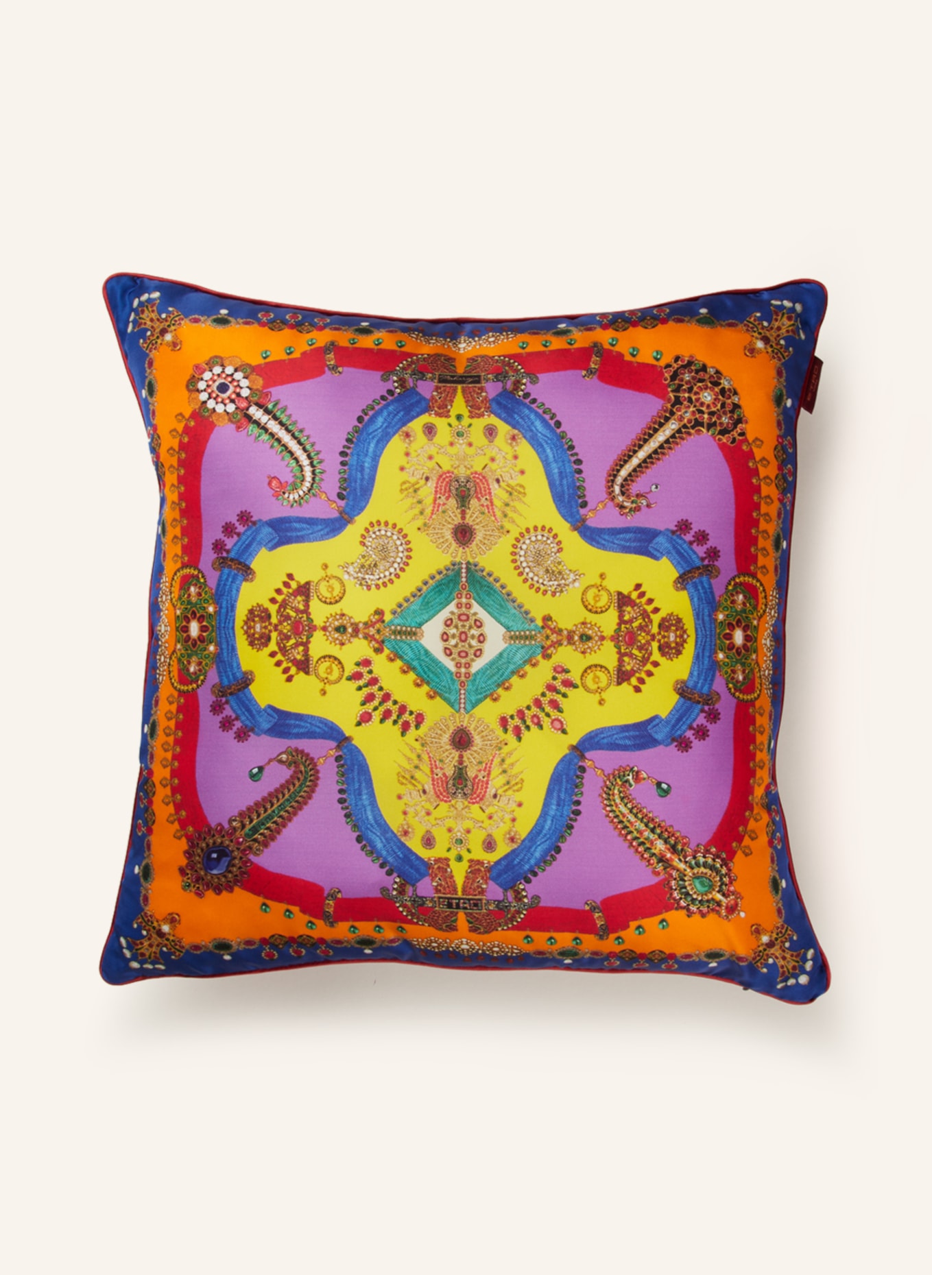 ETRO Home Decorative cushion made of silk, Color: DARK BLUE/ ORANGE/ YELLOW (Image 1)