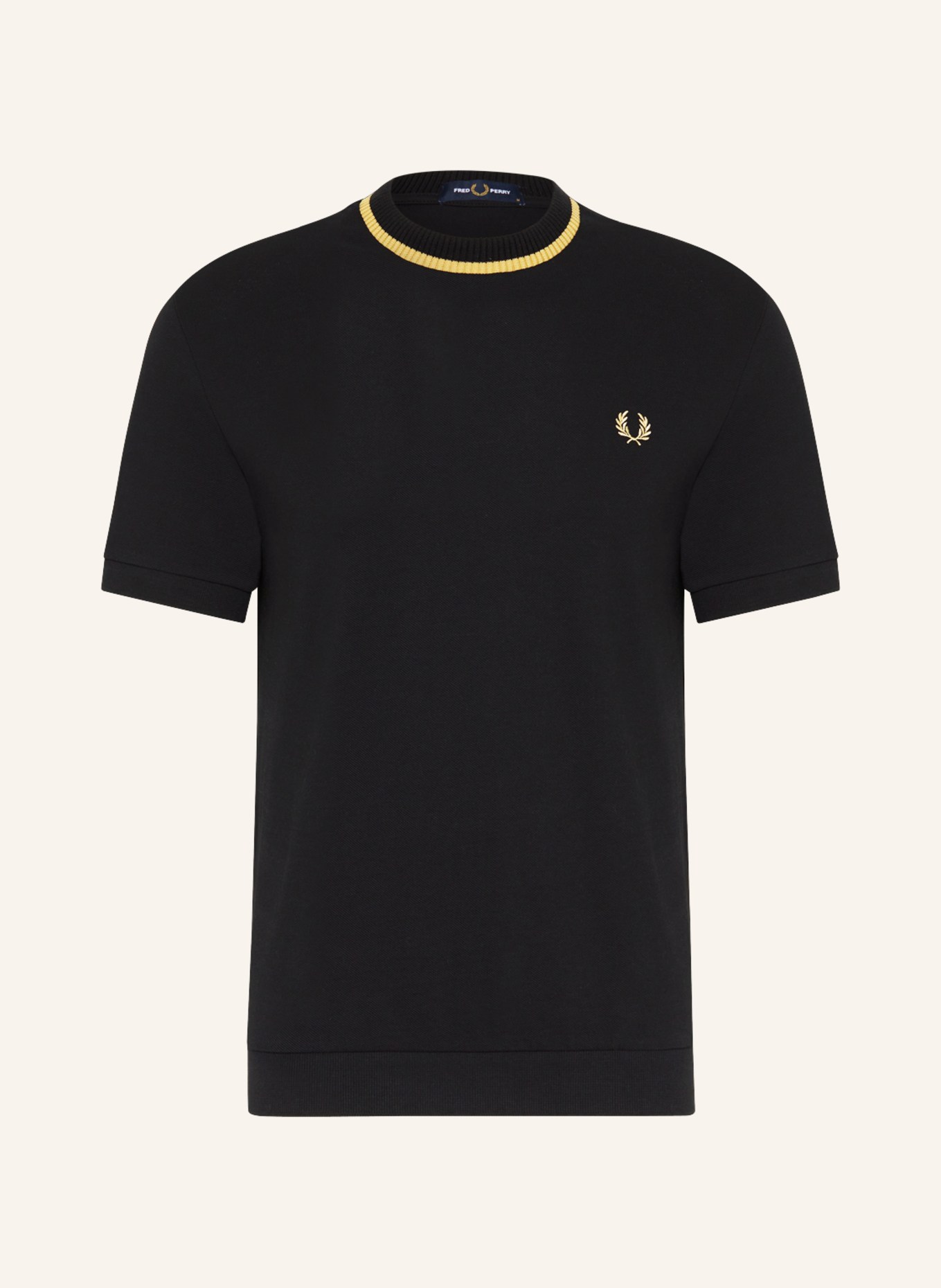 FRED PERRY Piqué T-shirt, Color: BLACK (Image 1)