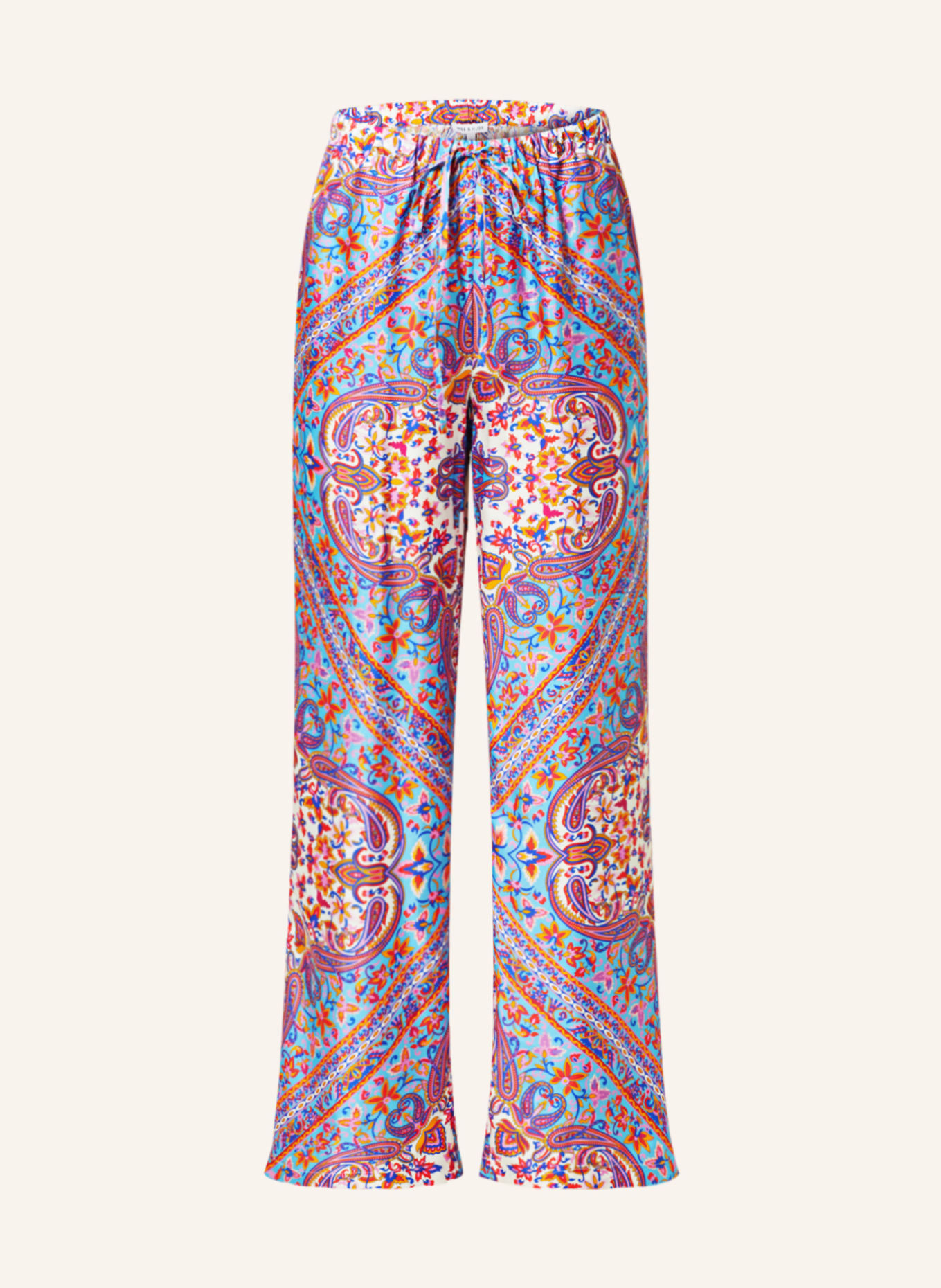 MRS & HUGS Silk pants, Color: TURQUOISE/ NEON ORANGE/ PINK (Image 1)