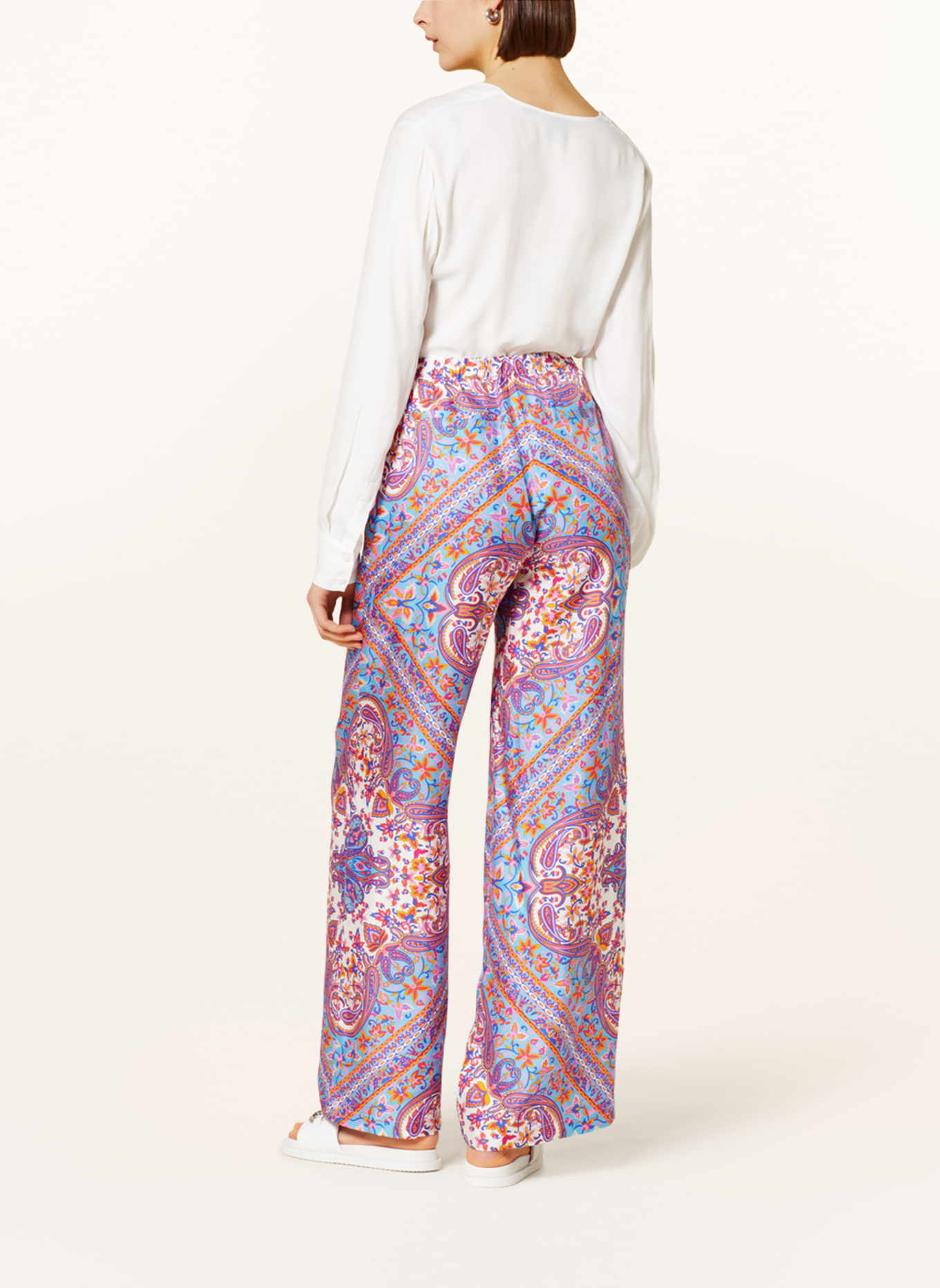 MRS & HUGS Silk pants, Color: TURQUOISE/ NEON ORANGE/ PINK (Image 3)