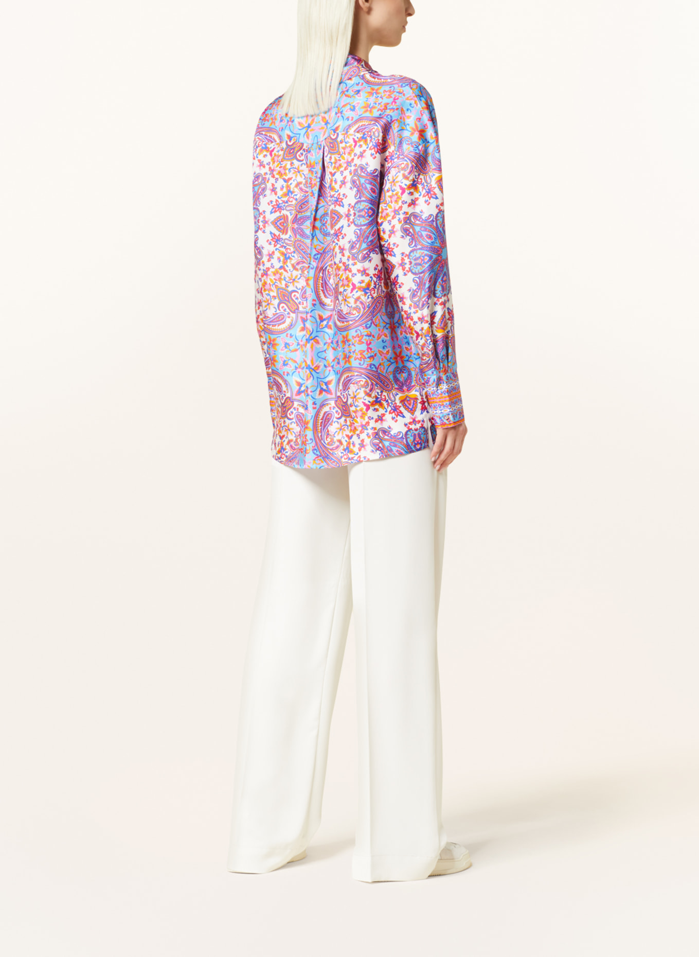 MRS & HUGS Shirt blouse in silk, Color: LIGHT BLUE/ PINK/ CREAM (Image 3)