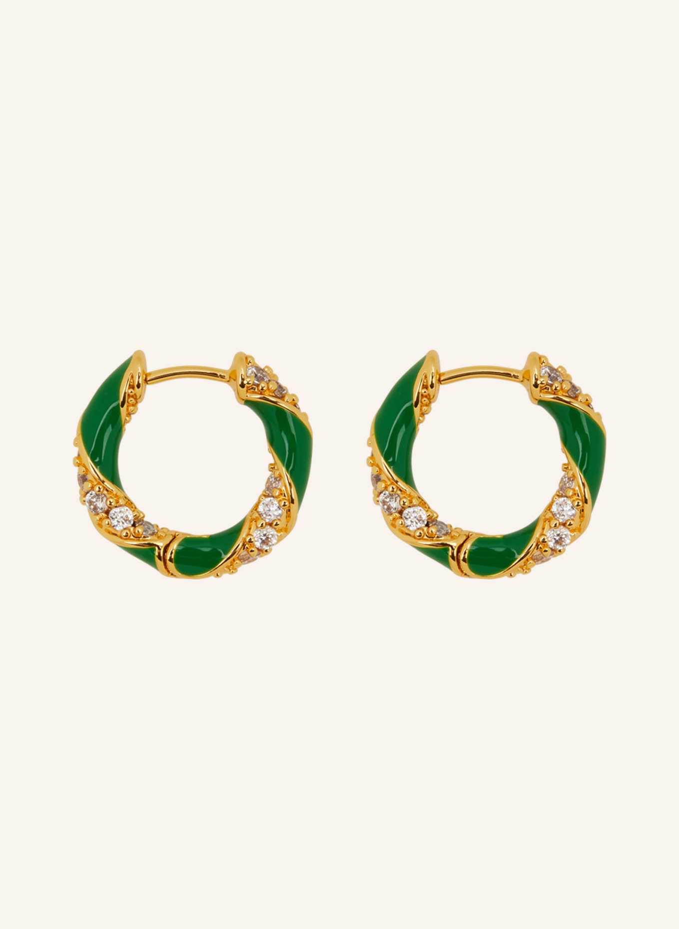 ZIMMERMANN Creole earrings CANDY STRIPE PAVE, Color: GOLD/ GREEN (Image 1)