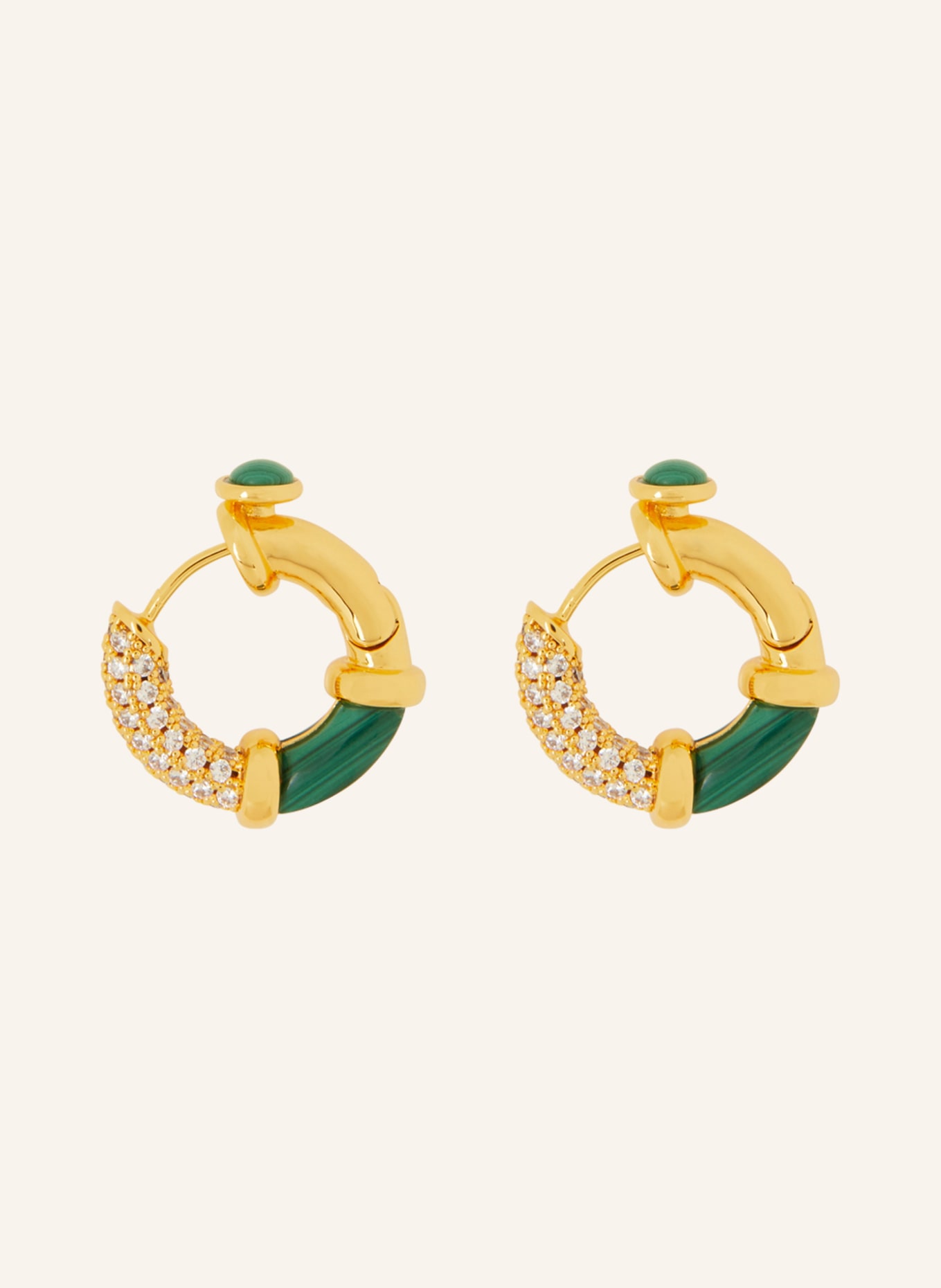 ZIMMERMANN Creole earrings BOTLOCK STONE, Color: GOLD/ GREEN/ WHITE (Image 1)