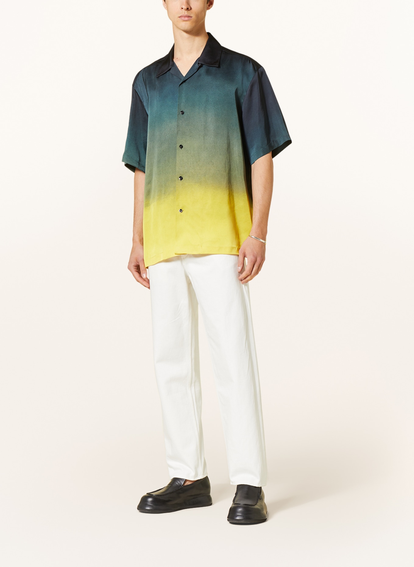 JIL SANDER Koszula z klapami straight fit, Kolor: GRANATOWY/ ŻÓŁTY (Obrazek 2)