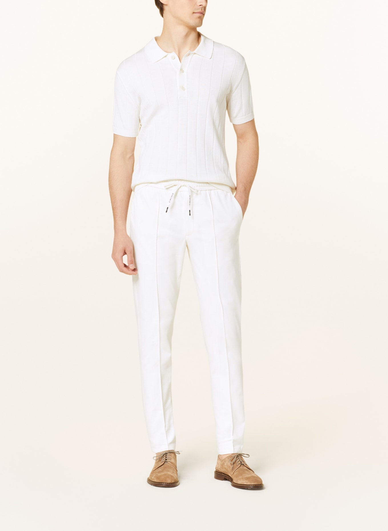 CIRCOLO 1901 Piqué trousers slim fit in jogger style, Color: WHITE (Image 2)