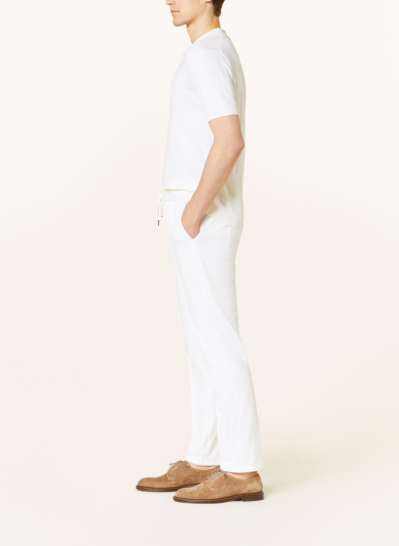 CIRCOLO 1901 Piqué trousers slim fit in jogger style, Color: WHITE (Image 4)