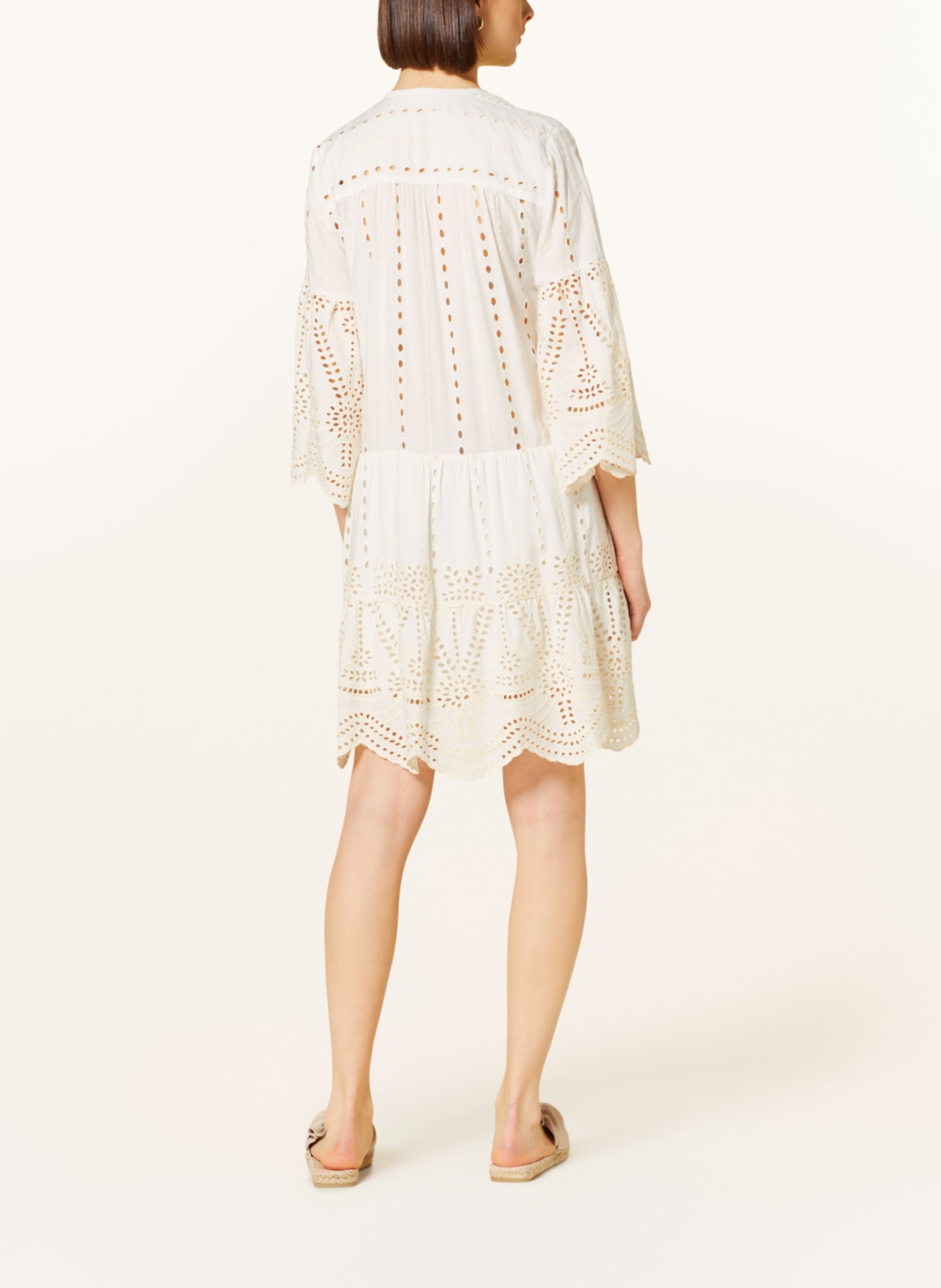 VALÉRIE KHALFON Dress RIVA with 3/4 sleeves and broderie anglaise, Color: ECRU (Image 3)