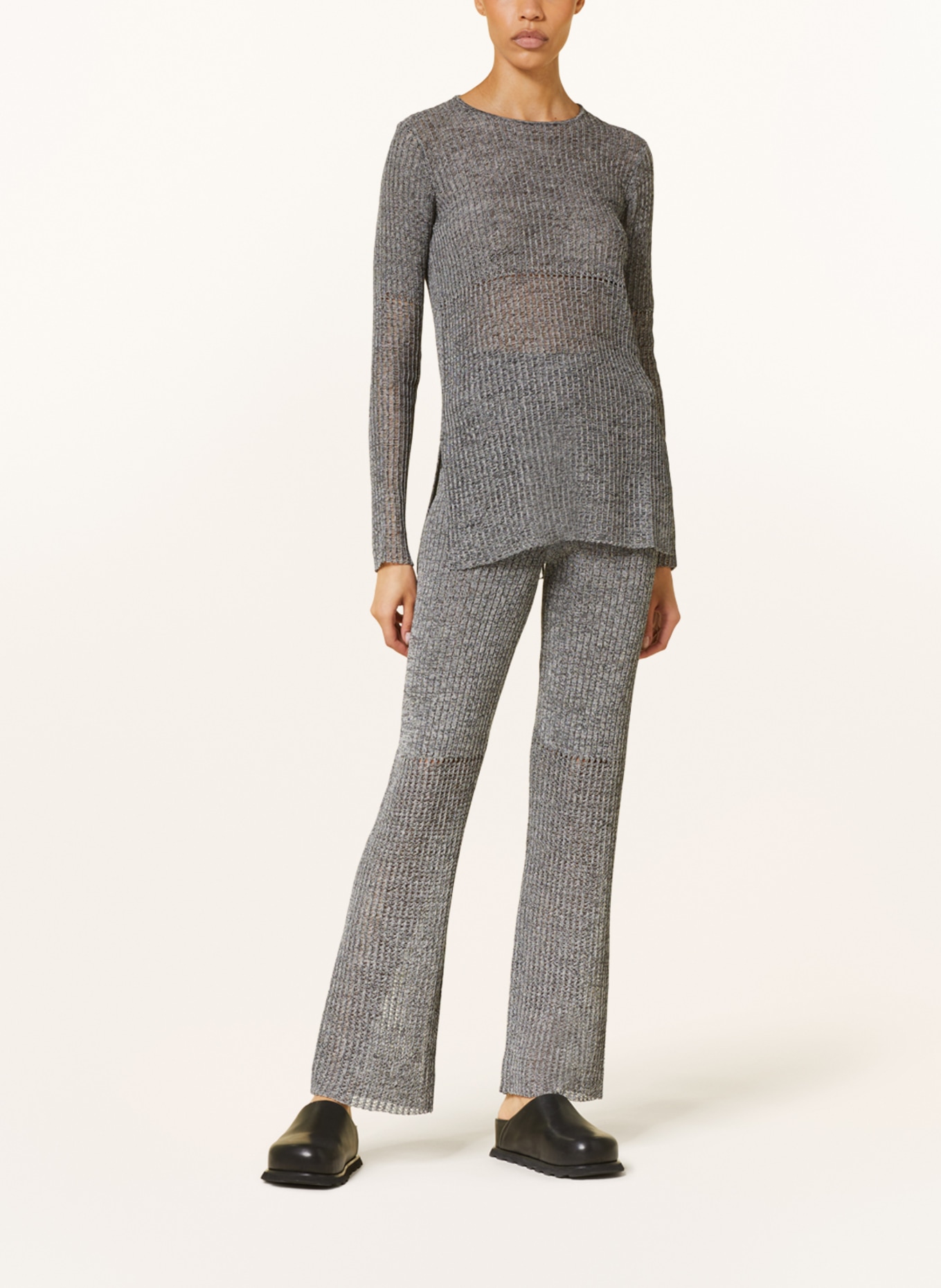 Nanushka Knit trousers KARINE, Color: BLACK/ LIGHT GRAY (Image 2)
