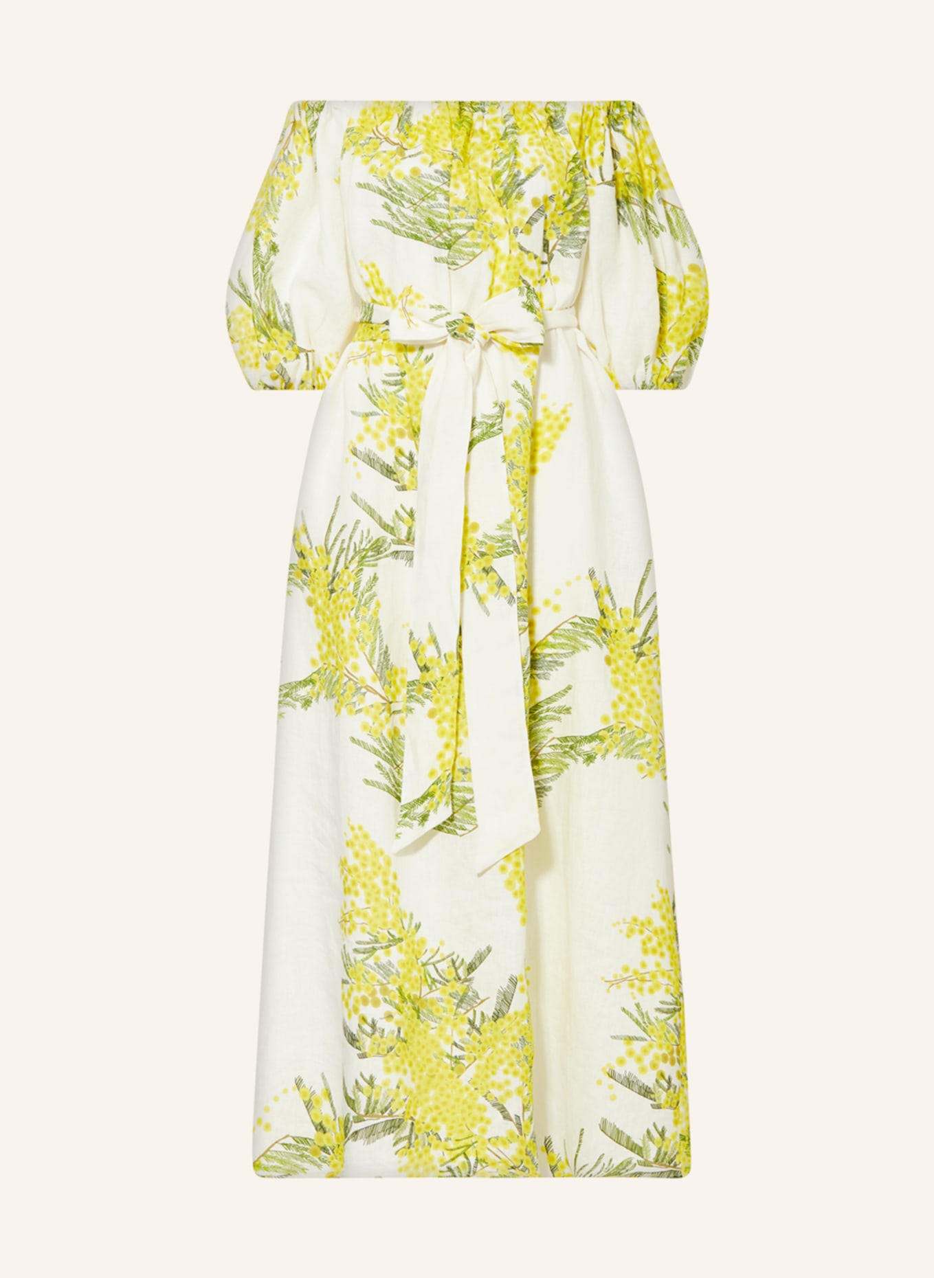 BERNADETTE Linen dress ZAZA, Color: YELLOW/ GREEN/ ECRU (Image 1)