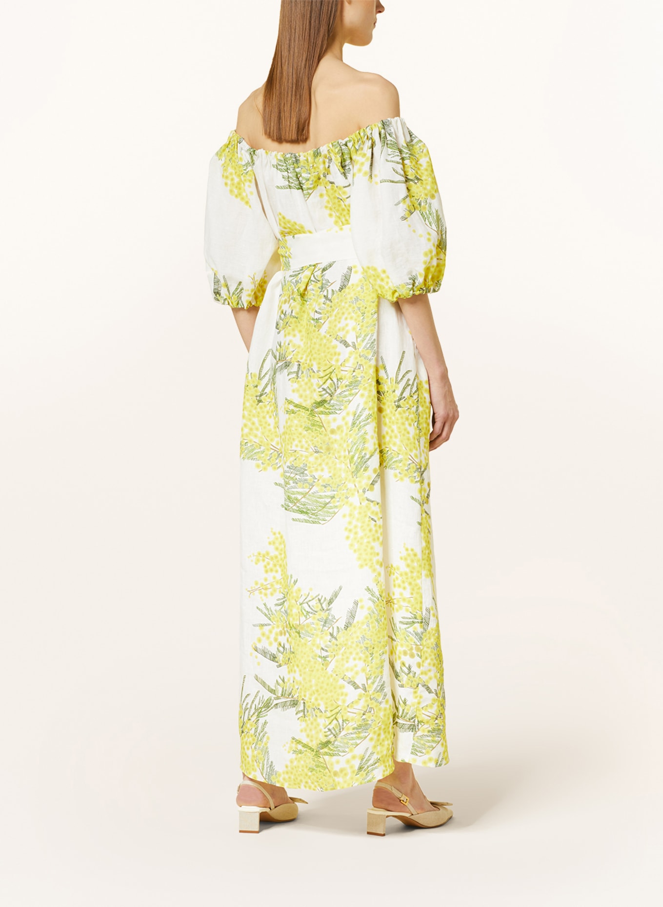 BERNADETTE Linen dress ZAZA, Color: YELLOW/ GREEN/ ECRU (Image 3)