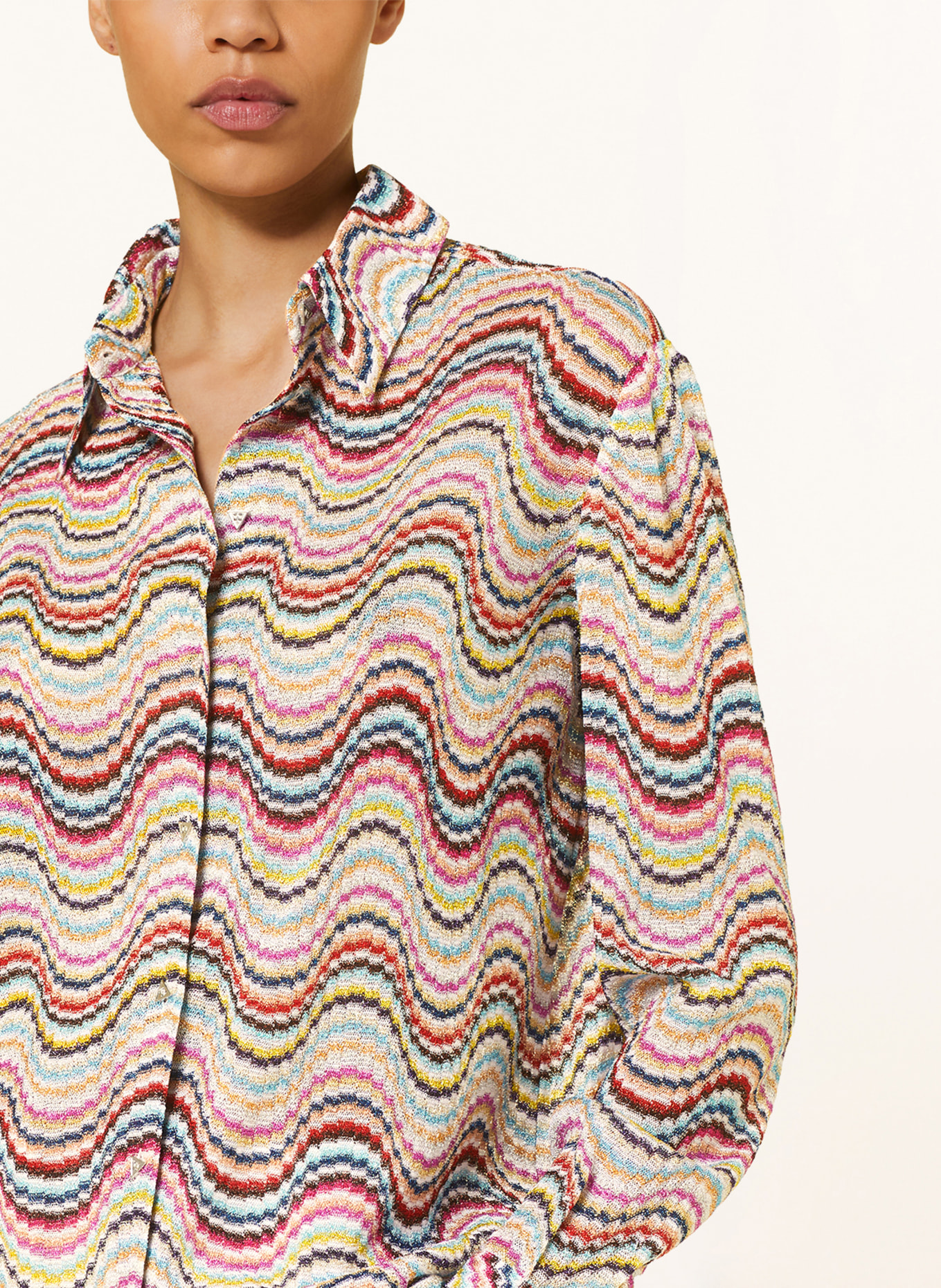 MISSONI Knit blouse with glitter yarn, Color: PINK/ LIGHT BLUE/ YELLOW (Image 4)