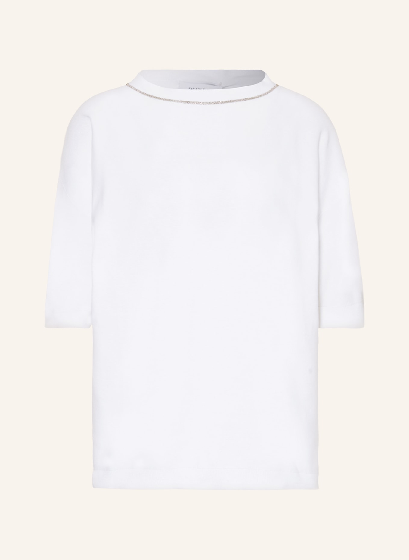 FABIANA FILIPPI Dzianinowa koszulka z ozdobnymi kamykami, Kolor: BIAŁY (Obrazek 1)
