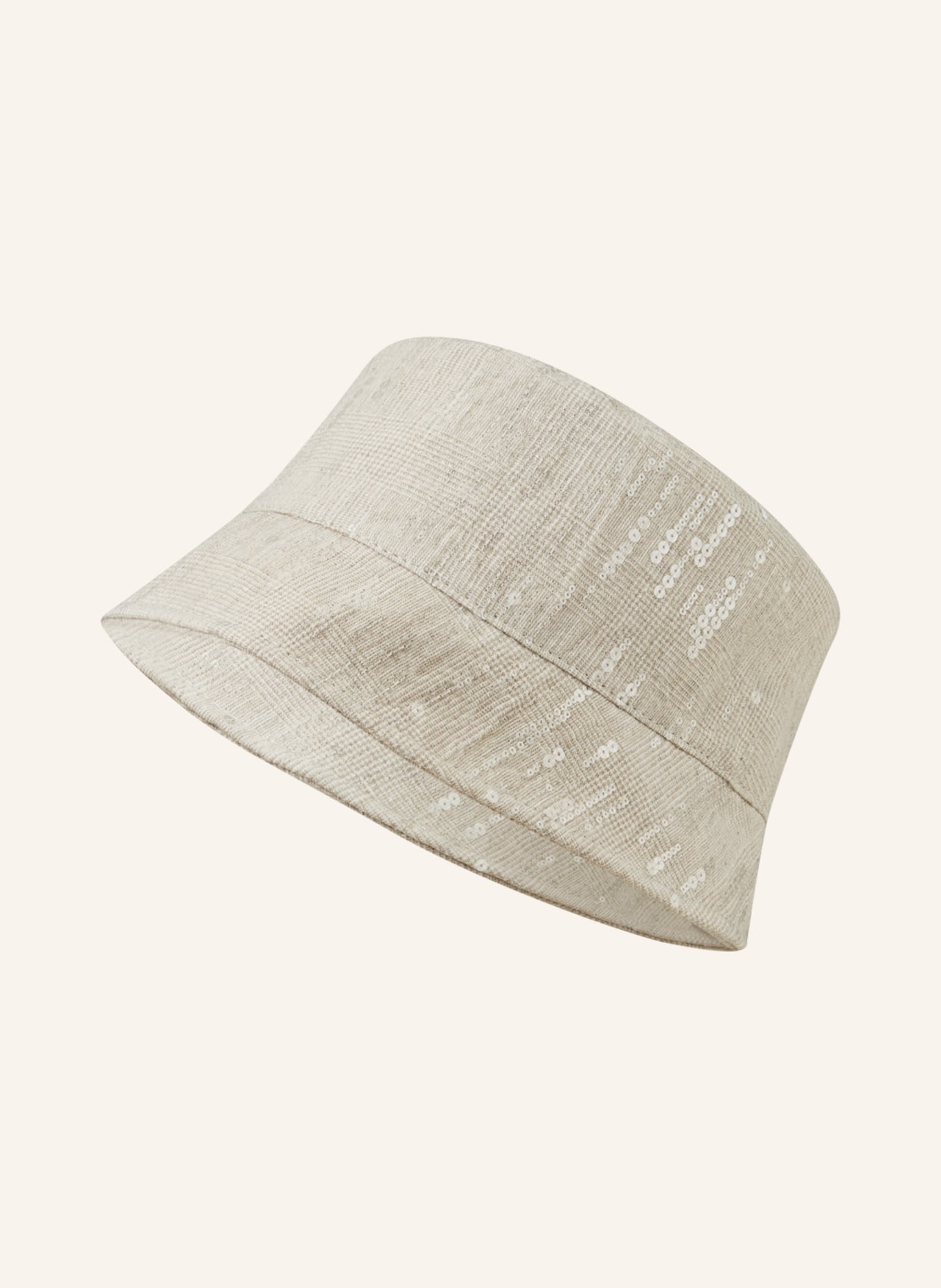 BRUNELLO CUCINELLI Bucket-Hat aus Leinen mit Pailletten, Farbe: CREME/ BEIGE (Bild 1)