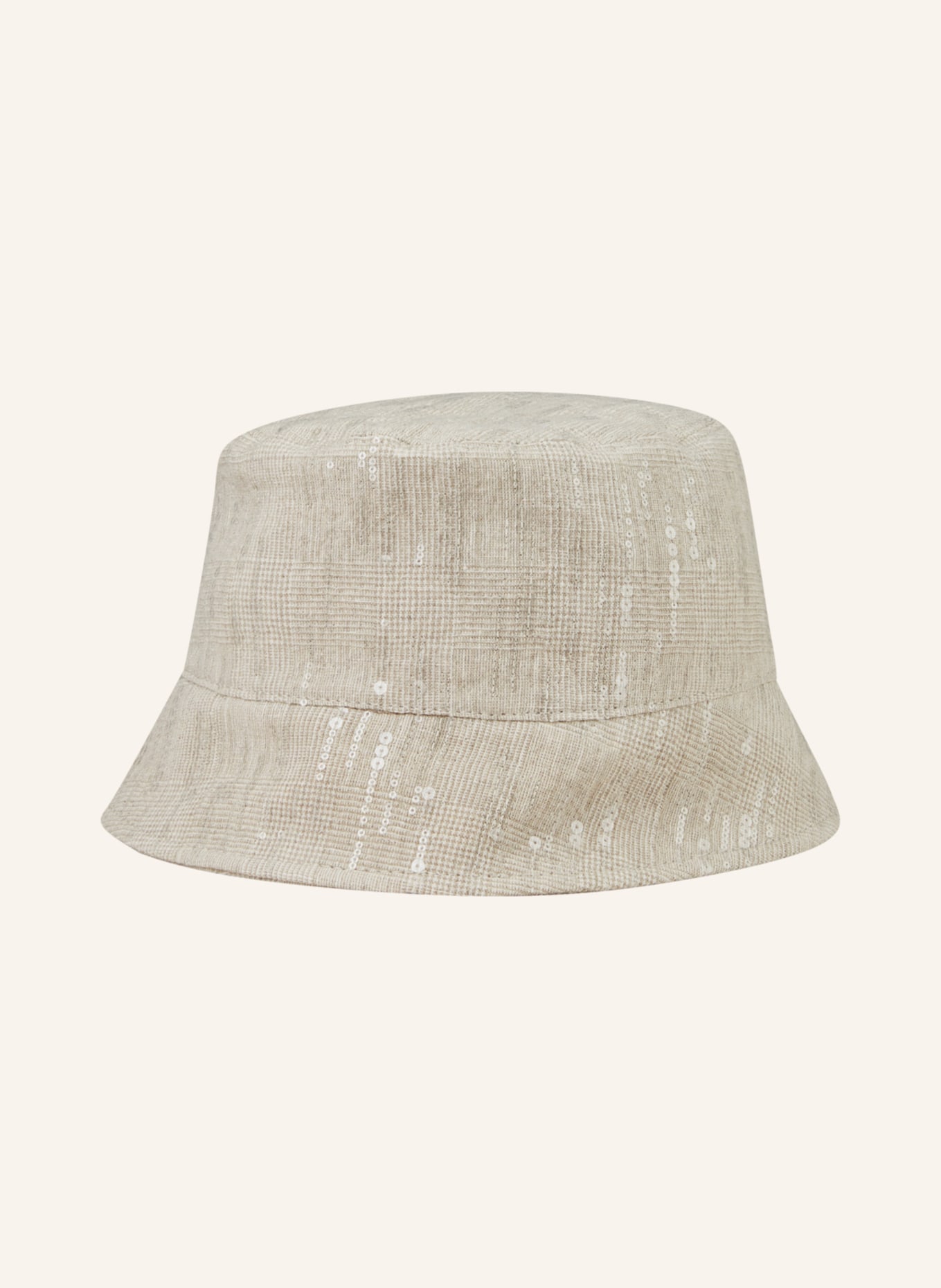BRUNELLO CUCINELLI Bucket-Hat aus Leinen mit Pailletten, Farbe: CREME/ BEIGE (Bild 2)