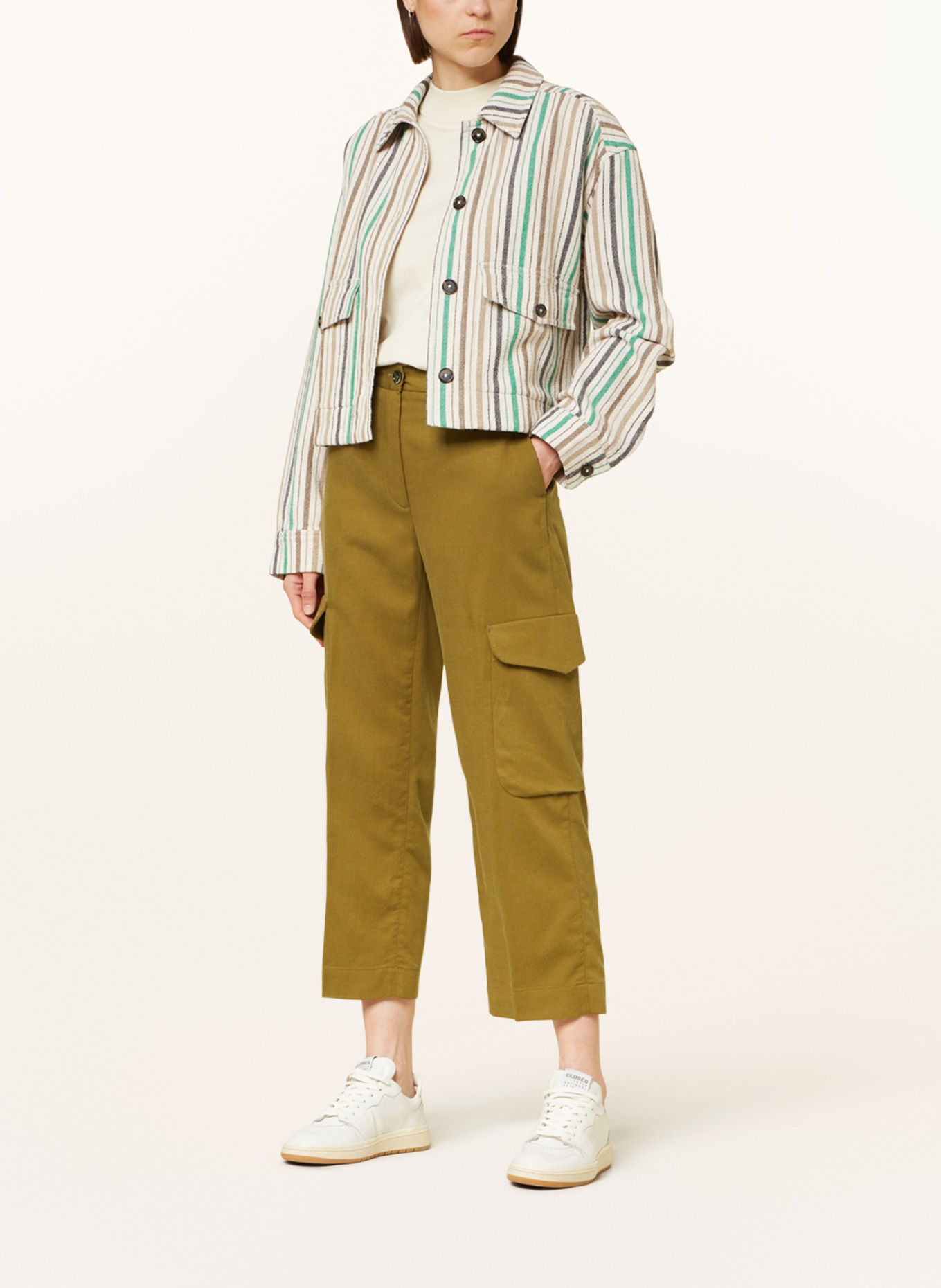 nine:inthe:morning Cargo pants ROBY with linen, Color: KHAKI (Image 2)