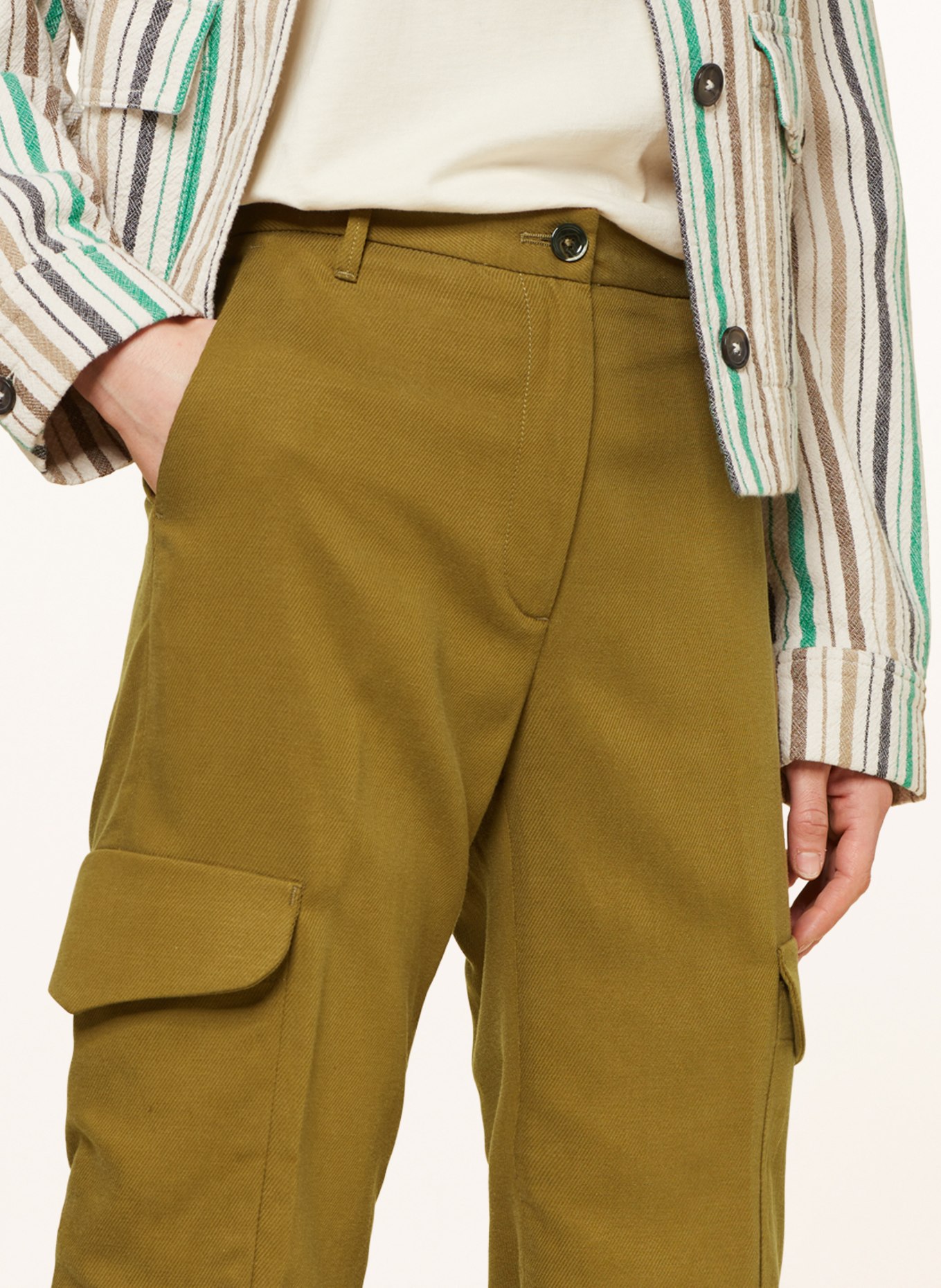 nine:inthe:morning Cargo pants ROBY with linen, Color: KHAKI (Image 5)
