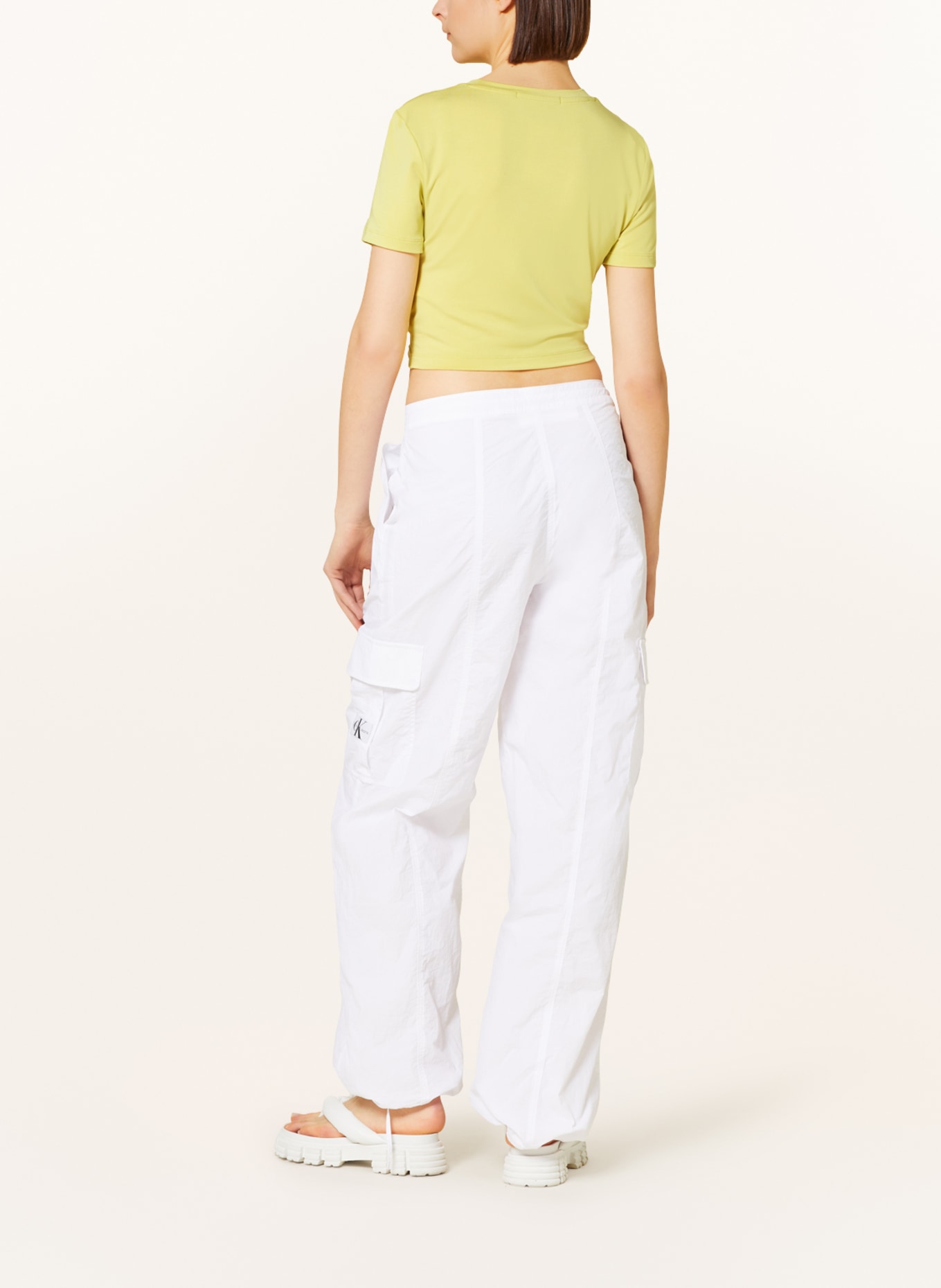Calvin Klein Jeans Cropped tričko, Barva: ŽLUTÁ (Obrázek 3)