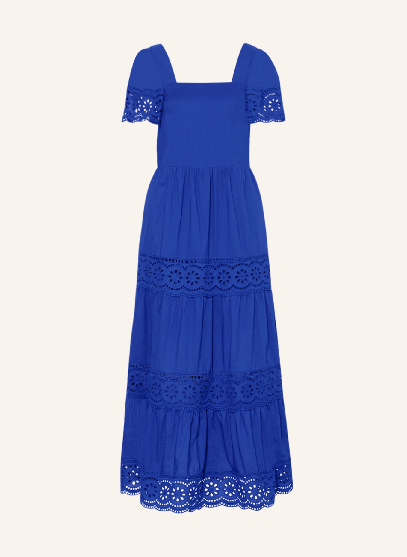 oui Dress with broderie anglaise, Color: BLUE (Image 1)