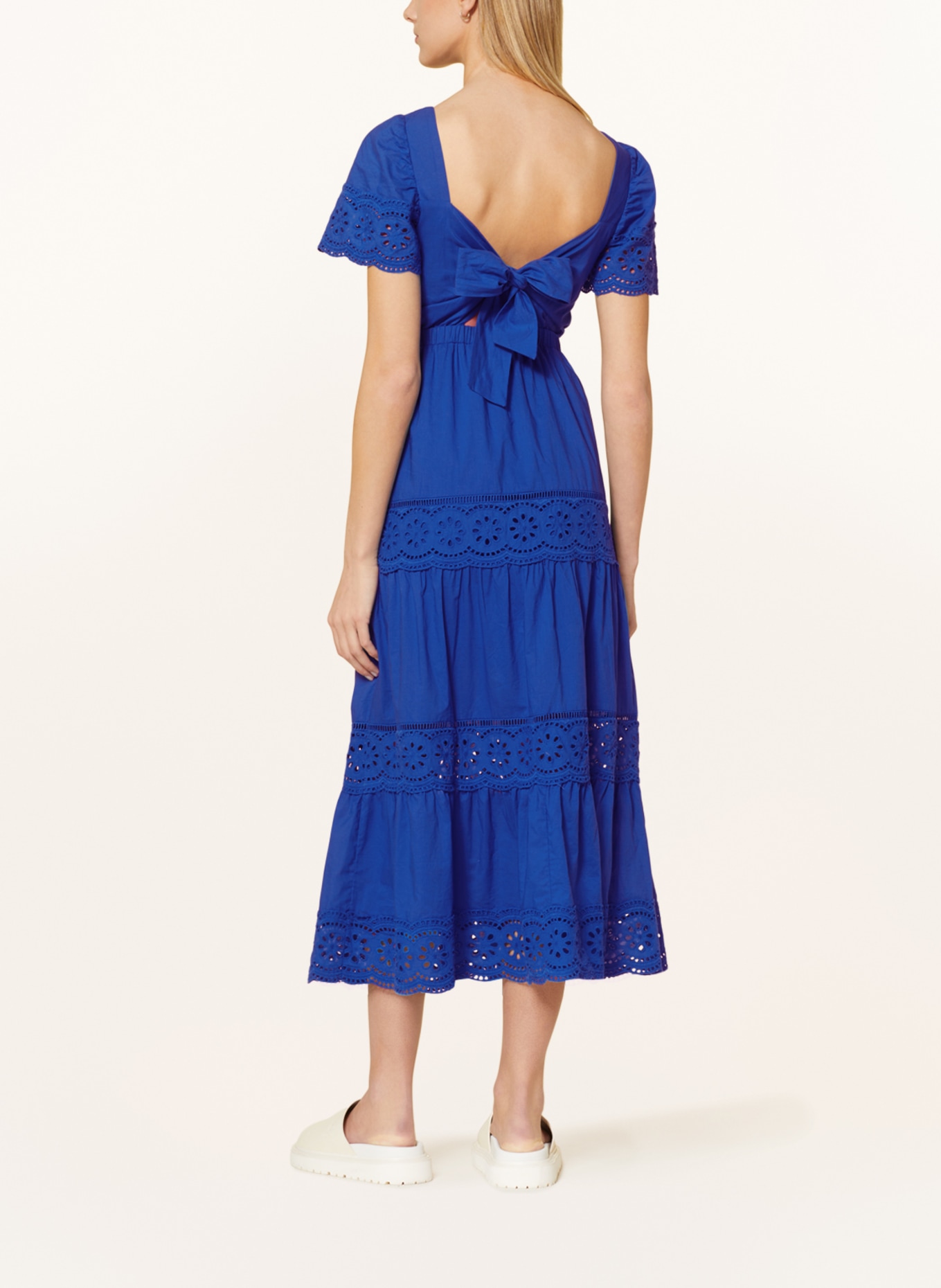 oui Dress with broderie anglaise, Color: BLUE (Image 3)