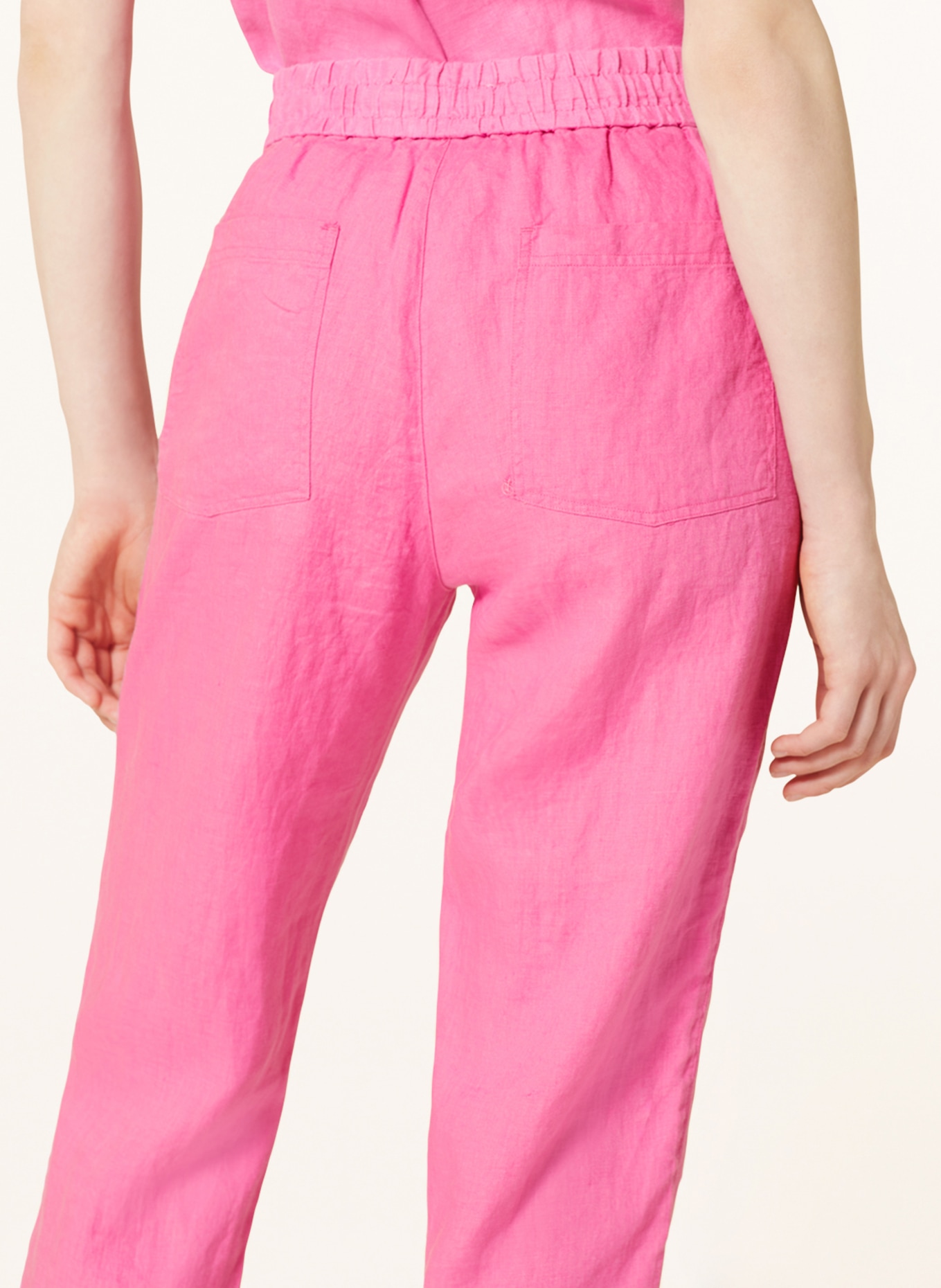 FYNCH-HATTON 7/8 linen trousers, Color: PINK (Image 5)