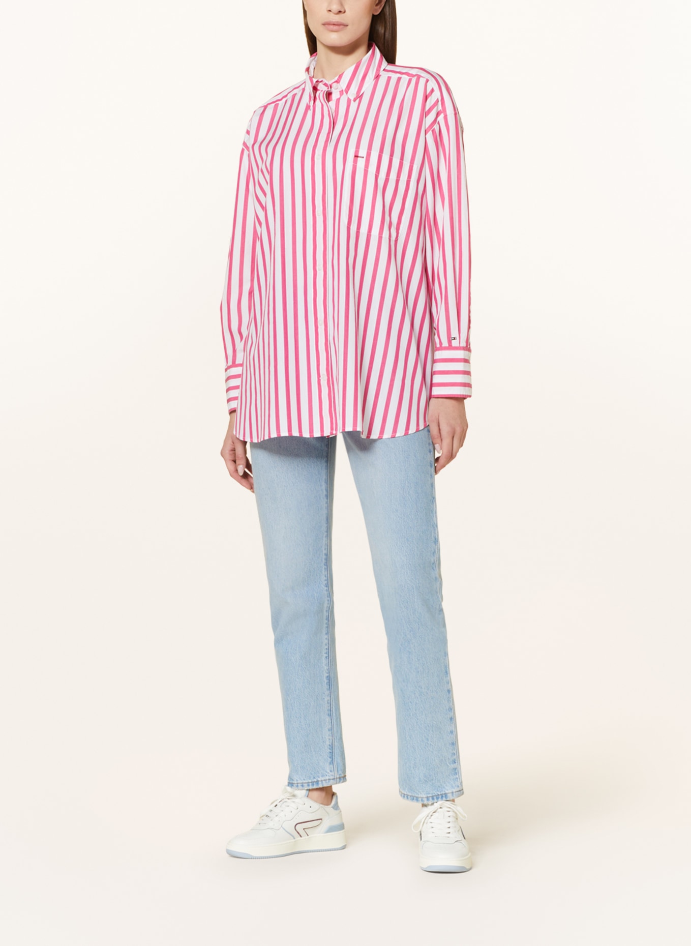 TOMMY HILFIGER Oversized shirt blouse, Color: WHITE/ PINK (Image 2)