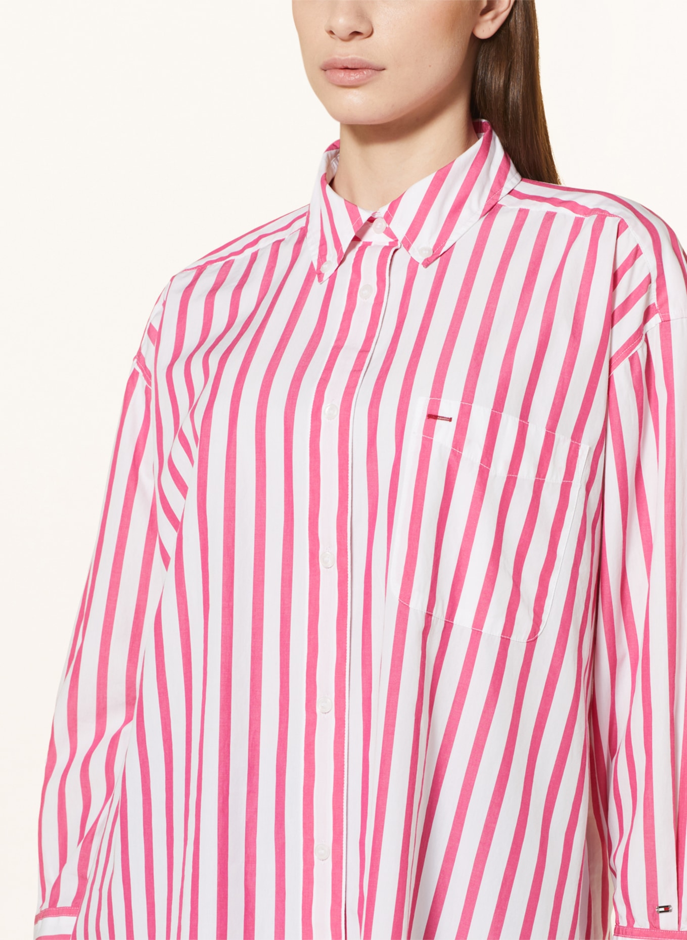 TOMMY HILFIGER Oversized shirt blouse, Color: WHITE/ PINK (Image 4)