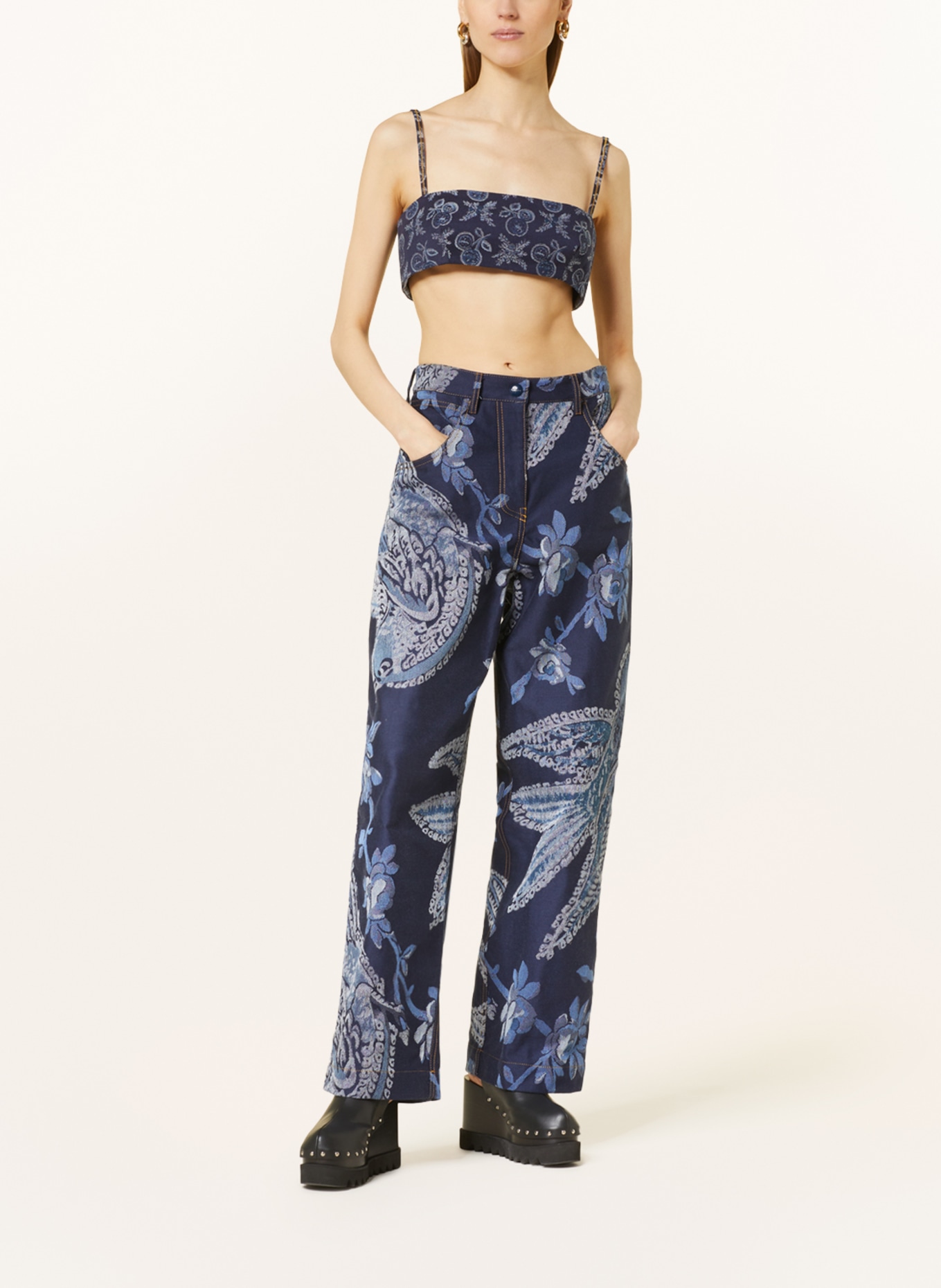 ETRO Wide leg trousers made of jacquard, Color: DARK BLUE/ BLUE/ WHITE (Image 2)