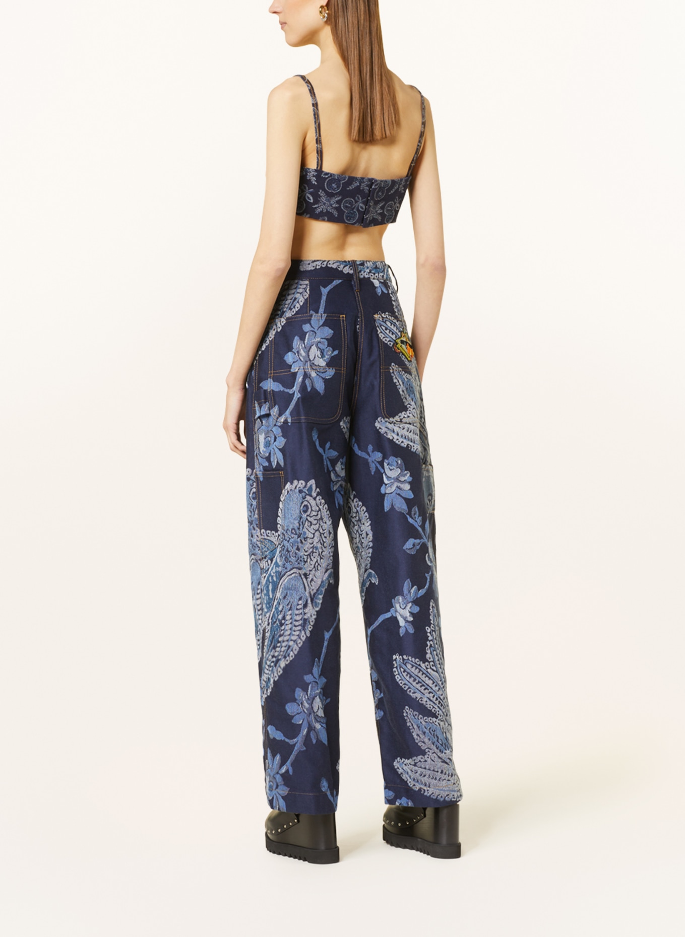 ETRO Wide leg trousers made of jacquard, Color: DARK BLUE/ BLUE/ WHITE (Image 3)