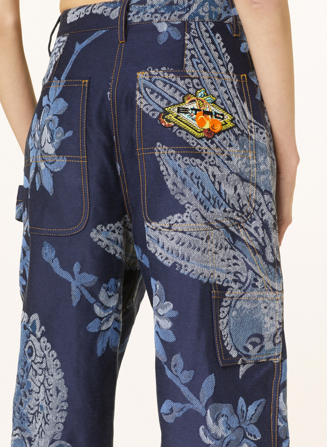 ETRO Wide leg trousers made of jacquard, Color: DARK BLUE/ BLUE/ WHITE (Image 5)