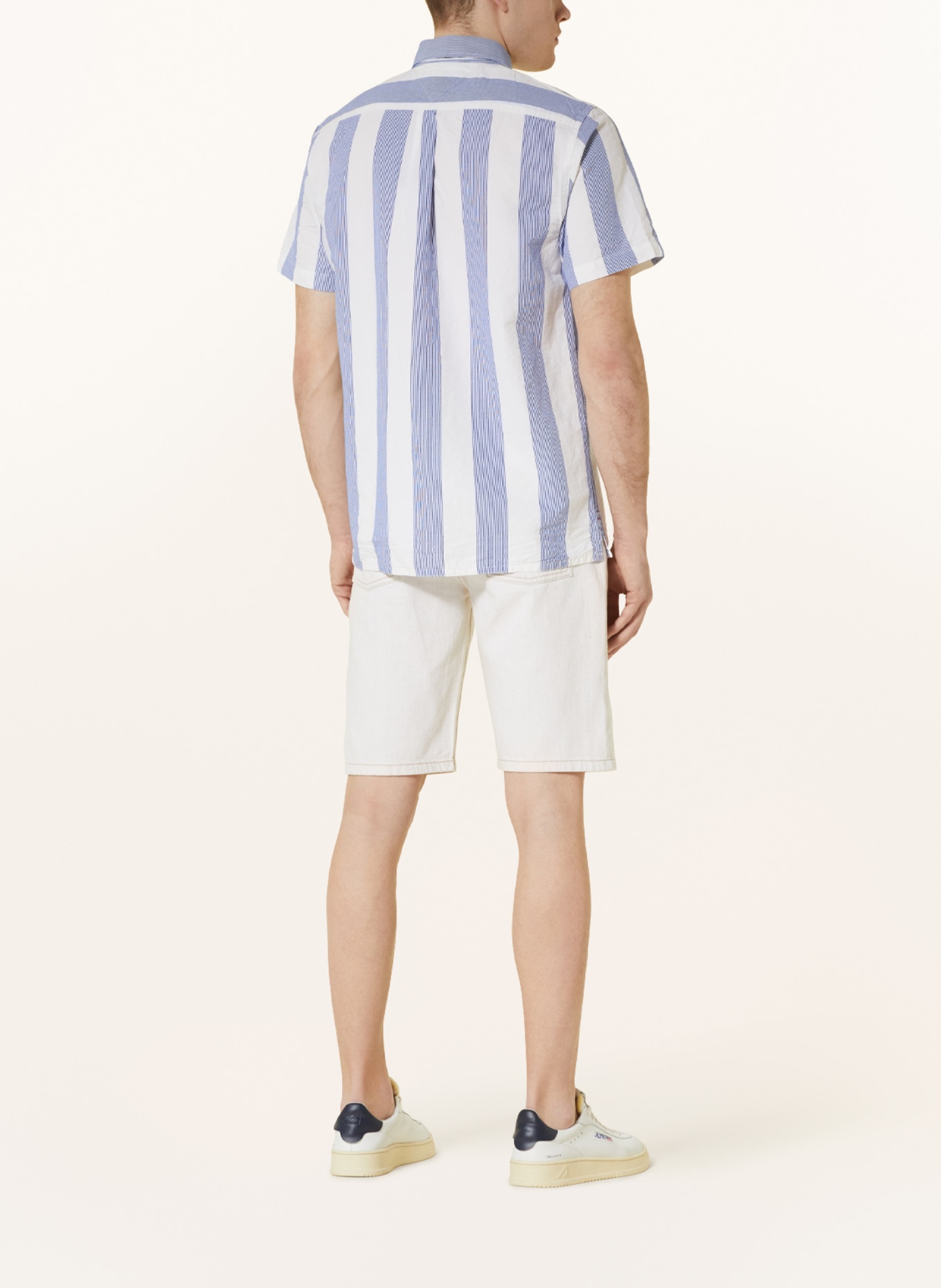 TOMMY HILFIGER Short sleeve shirt comfort fit with linen, Color: BLUE/ WHITE (Image 3)