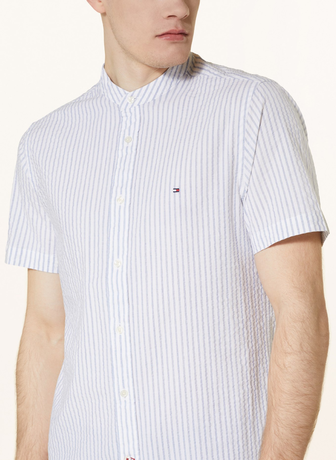 TOMMY HILFIGER Short sleeve shirt regular fit, Color: LIGHT BLUE/ WHITE (Image 4)