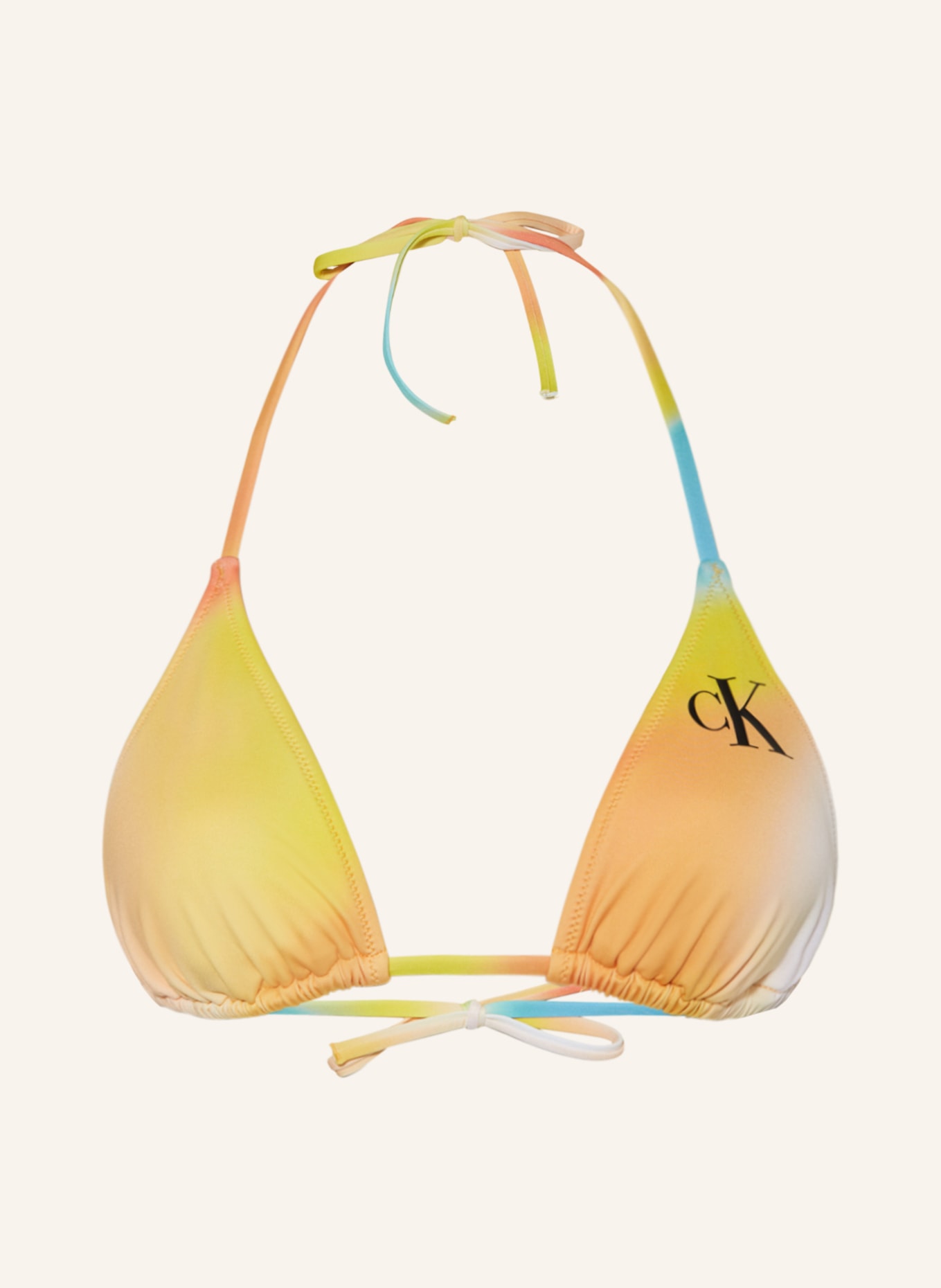 Calvin Klein Triangle bikini top CK MONOGRAM, Color: ORANGE/ YELLOW/ TURQUOISE (Image 1)