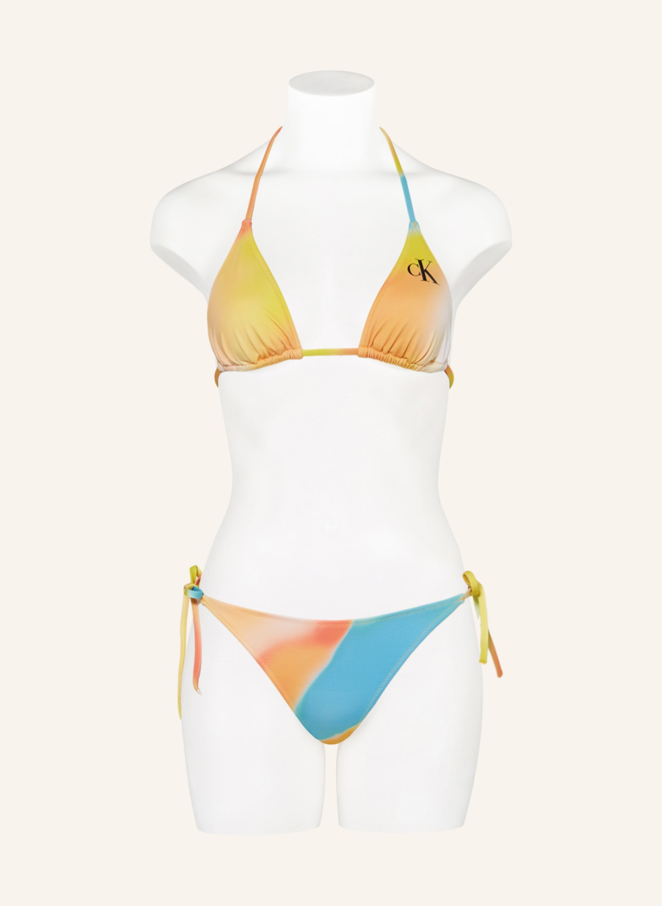 Calvin Klein Góra od bikini trójkątnego CK MONOGRAM, Kolor: POMARAŃCZOWY/ ŻÓŁTY/ TURKUSOWY (Obrazek 2)