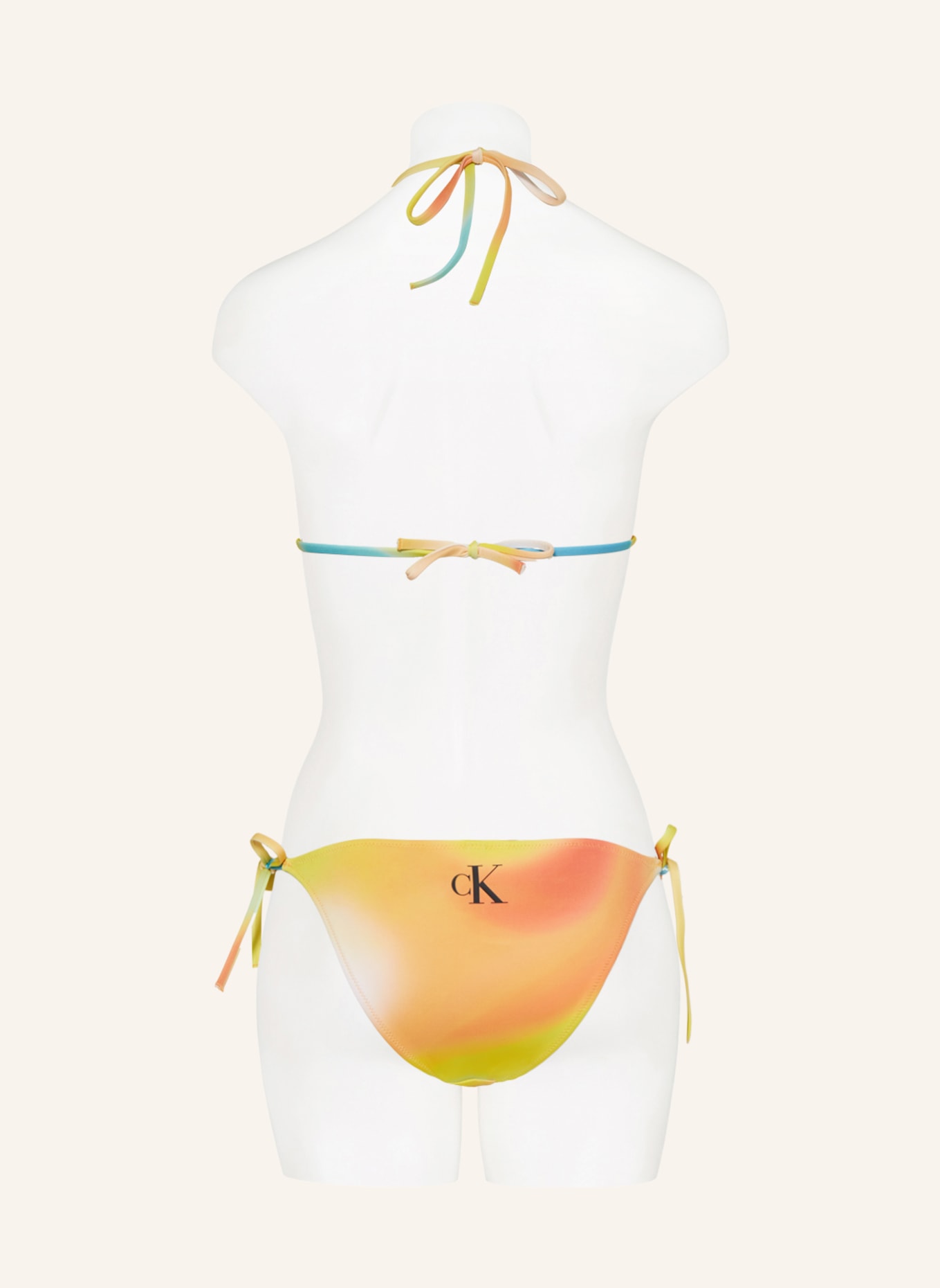 Calvin Klein Góra od bikini trójkątnego CK MONOGRAM, Kolor: POMARAŃCZOWY/ ŻÓŁTY/ TURKUSOWY (Obrazek 3)