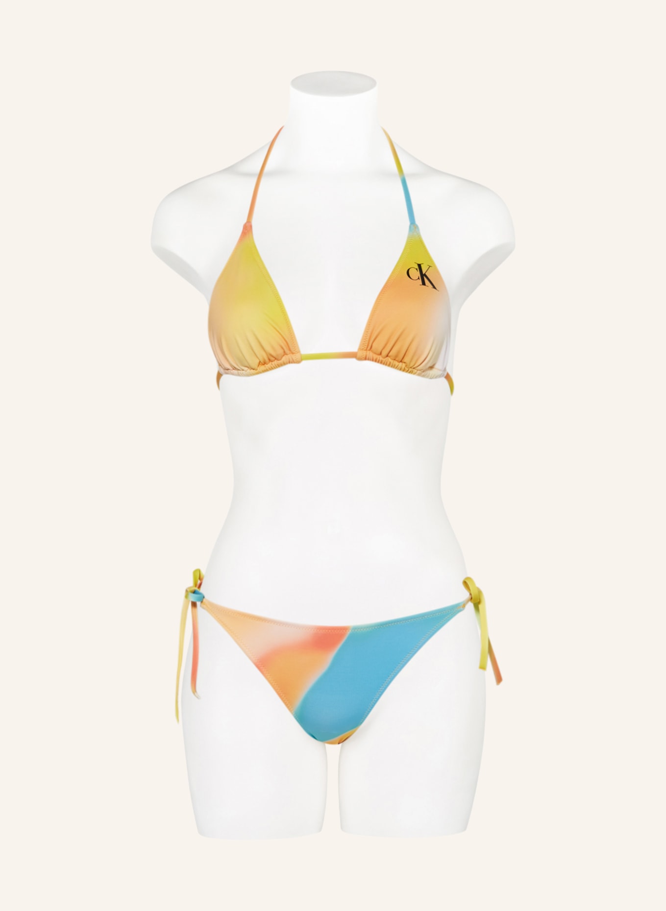 Calvin Klein Triangel-Bikini-Hose CK MONOGRAM, Farbe: GELB/ ORANGE/ TÜRKIS (Bild 2)