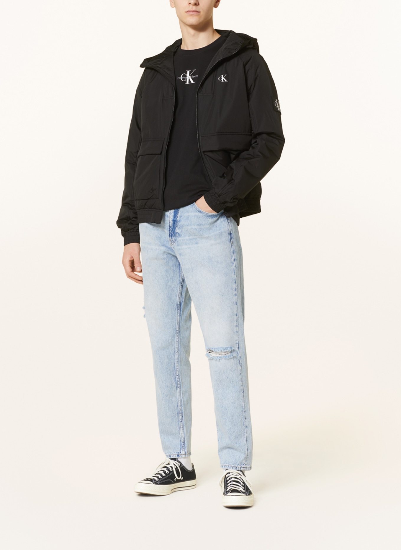 Calvin Klein Jeans Jeansy w stylu destroyed regular taper fit, Kolor: 1A4 DENIM MEDIUM (Obrazek 2)