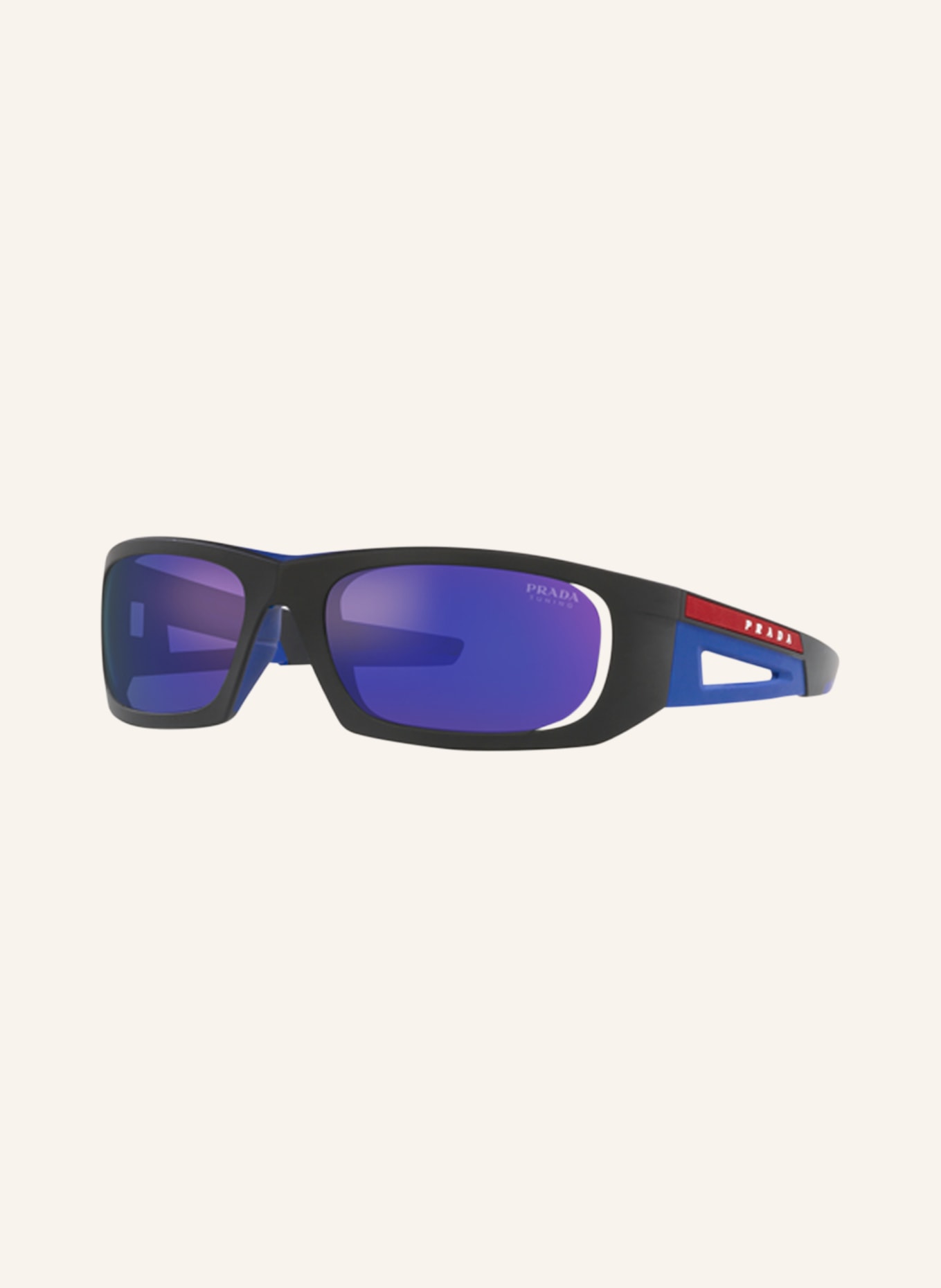PRADA LINEA ROSSA Sunglasses PS 02YS, Color: 16G05U - BLACK MATTE/BLUE (Image 1)