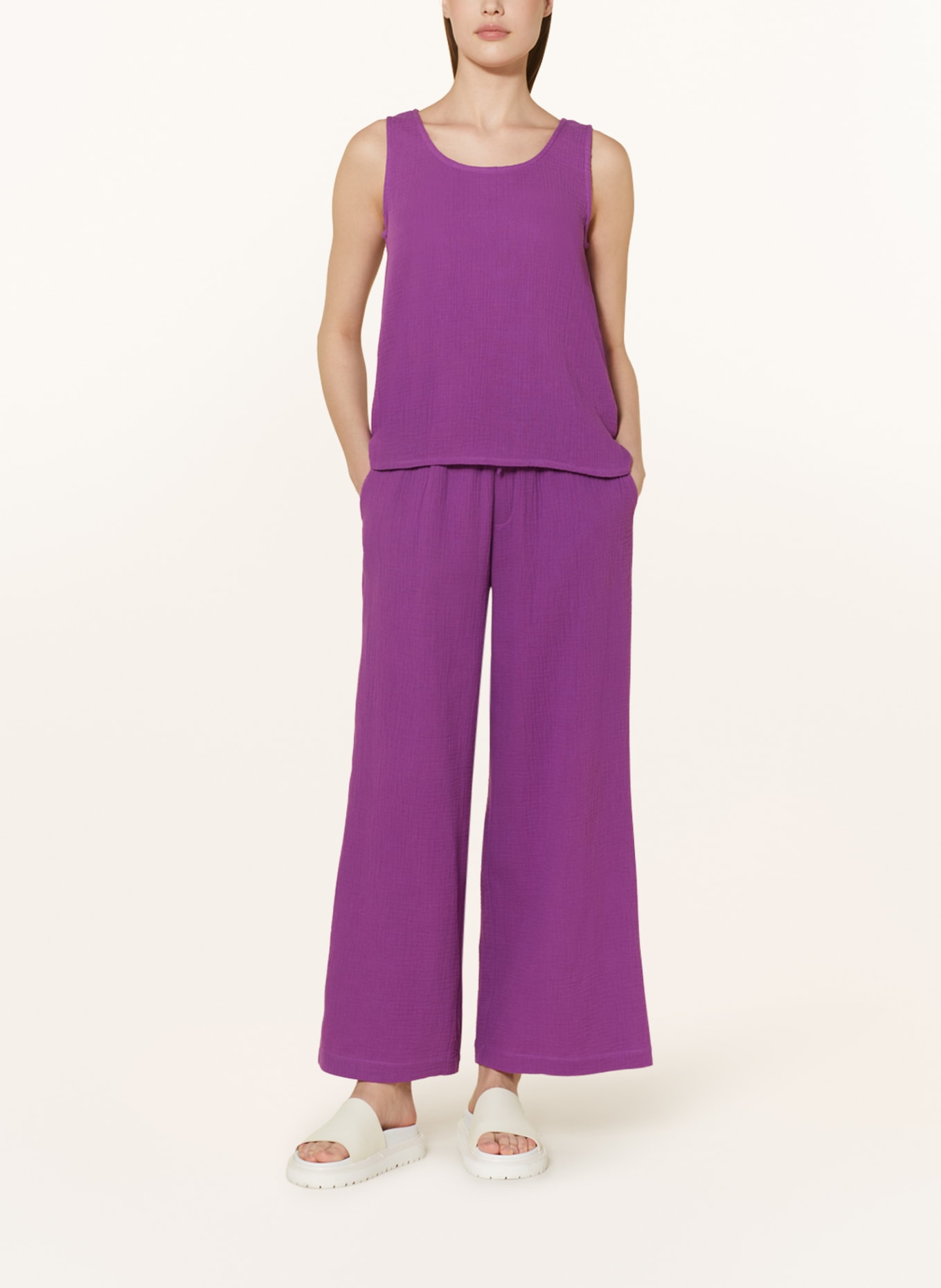 darling harbour Wide leg trousers made of muslin, Color: Orchidee (Image 2)